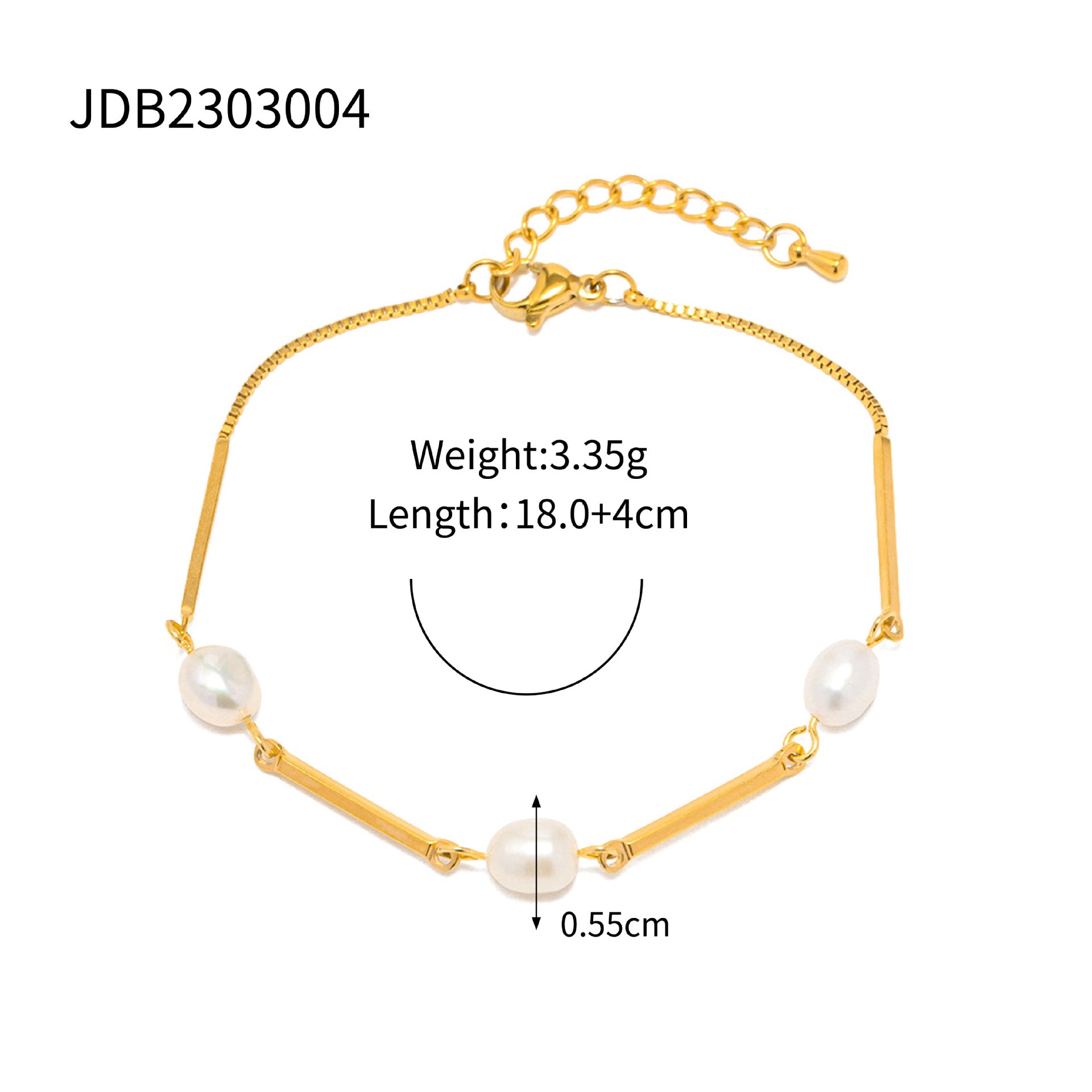 18K Gold Freshwater Pearl Bracelet - Elegant Jewelry for Women | Perfect for Weddings, Parties & Special Occasions | JDB004