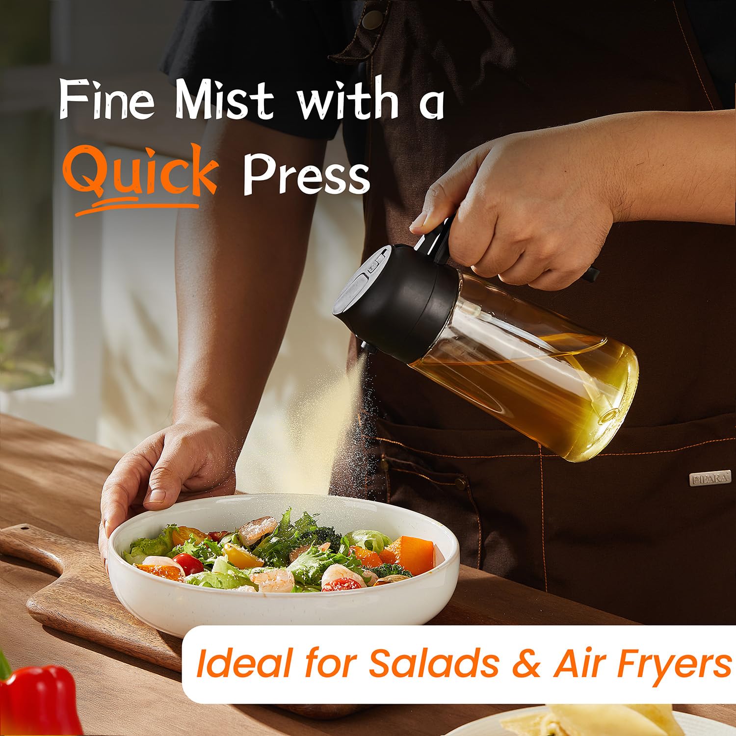 TrendPlain 16oz Olive Oil Sprayer - 2-in-1 Kitchen Dispenser for Cooking, Air Fryer & BBQ