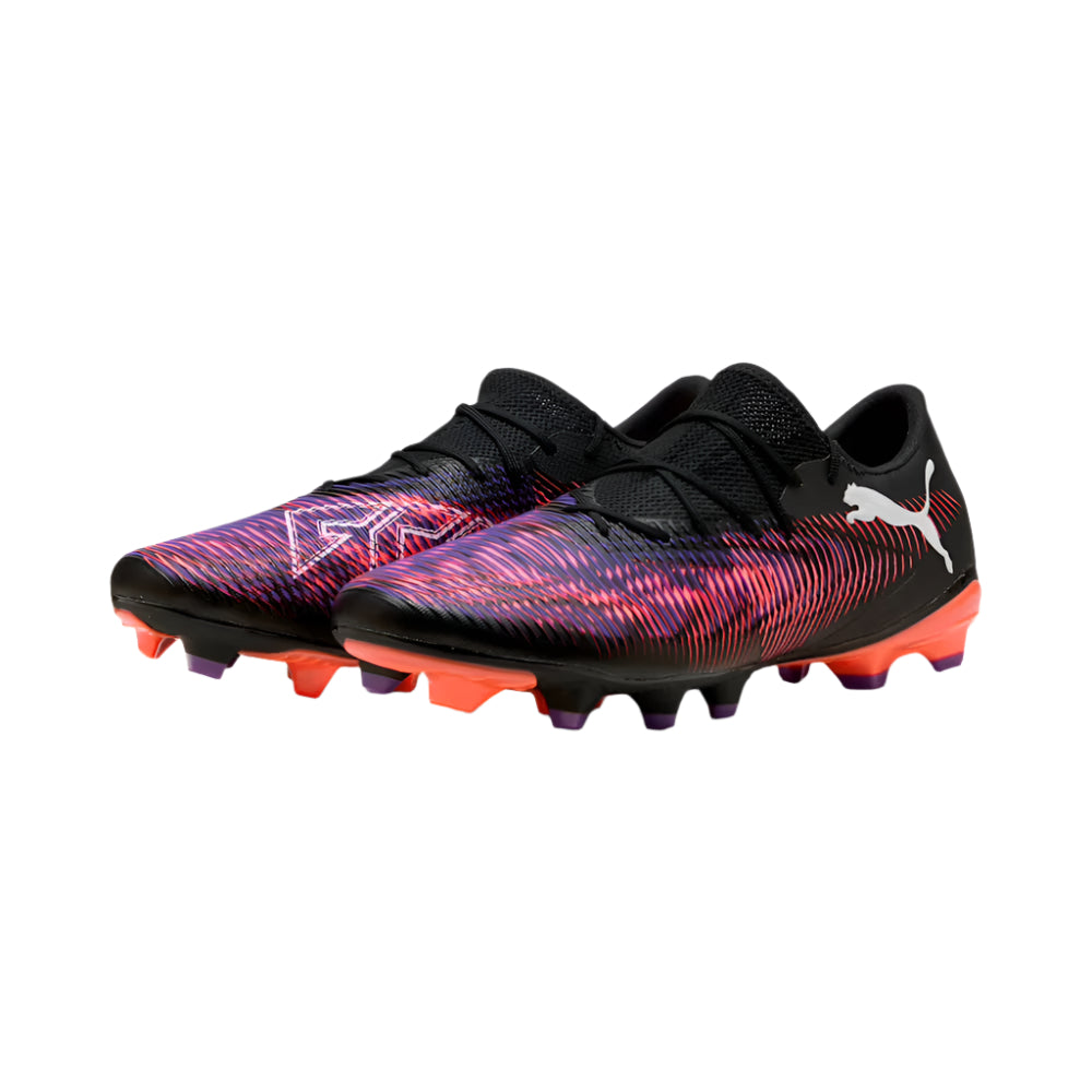 Puma Future 8 Match Low FG/AG Soccer Cleats for Men - Black/White/Glowing Red Football Shoes - Perfect for Artificial Grass & Natural Turf Matches