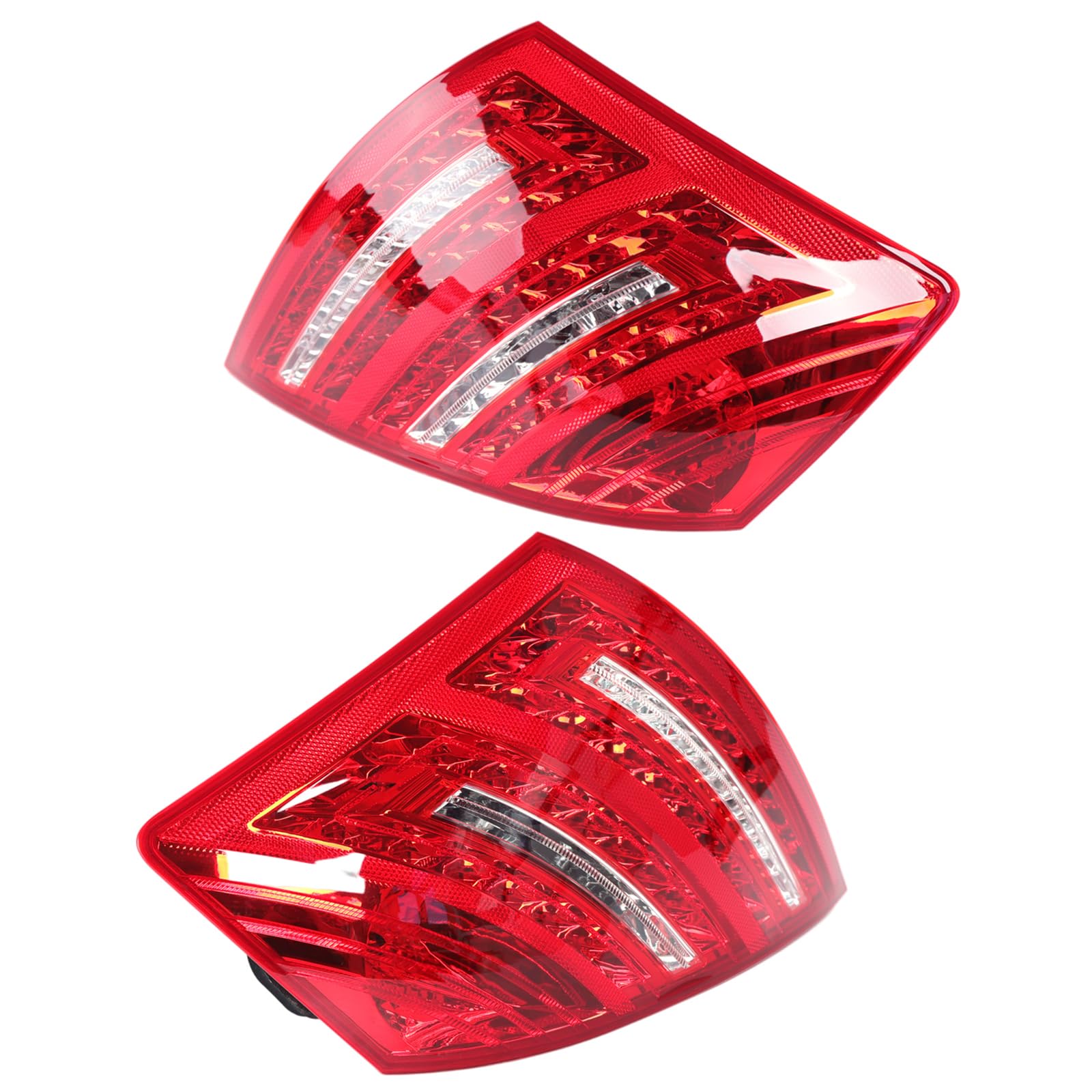 Red & Clear LED Tail Lights Brake Lamp Assembly for Mercedes Benz S550 S600 W221 (2007-2009) - Left & Right Pair | Durable Replacement for Enhanced Visibility & Safety at Night Driving