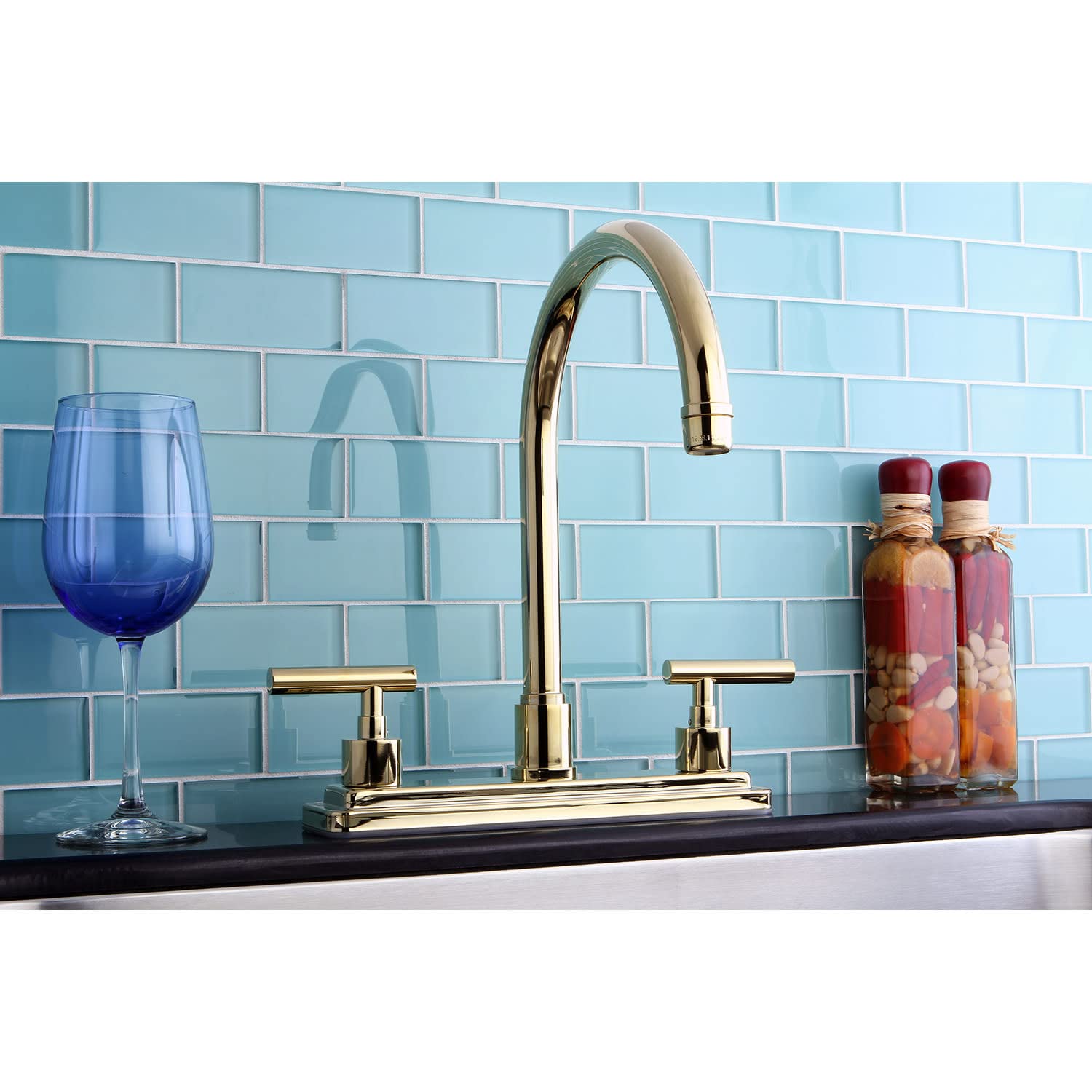 Kingston Brass KS8795CMLLS 8-Inch Centerset Kitchen Faucet in Oil Rubbed Bronze - Perfect for Modern Farmhouse and Traditional Kitchen Sinks