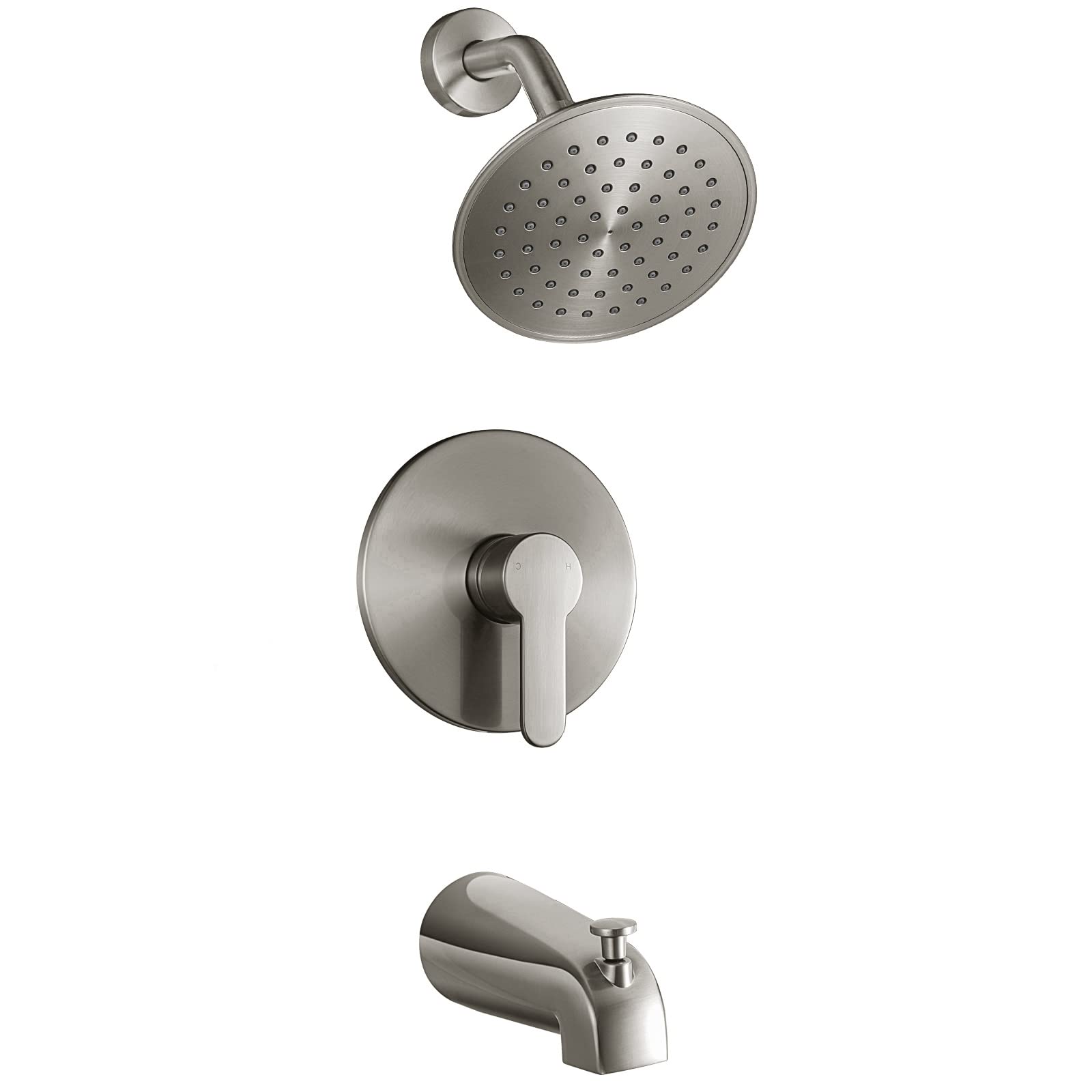 VANTENCY Brushed Nickel Tub Shower Faucet Set with 6-Inch Rain Shower Head & Valve, 1.8 GPM Flow Rate - Complete Bathroom Fixture for Modern Home Renovation & Spa-Like Shower Experience