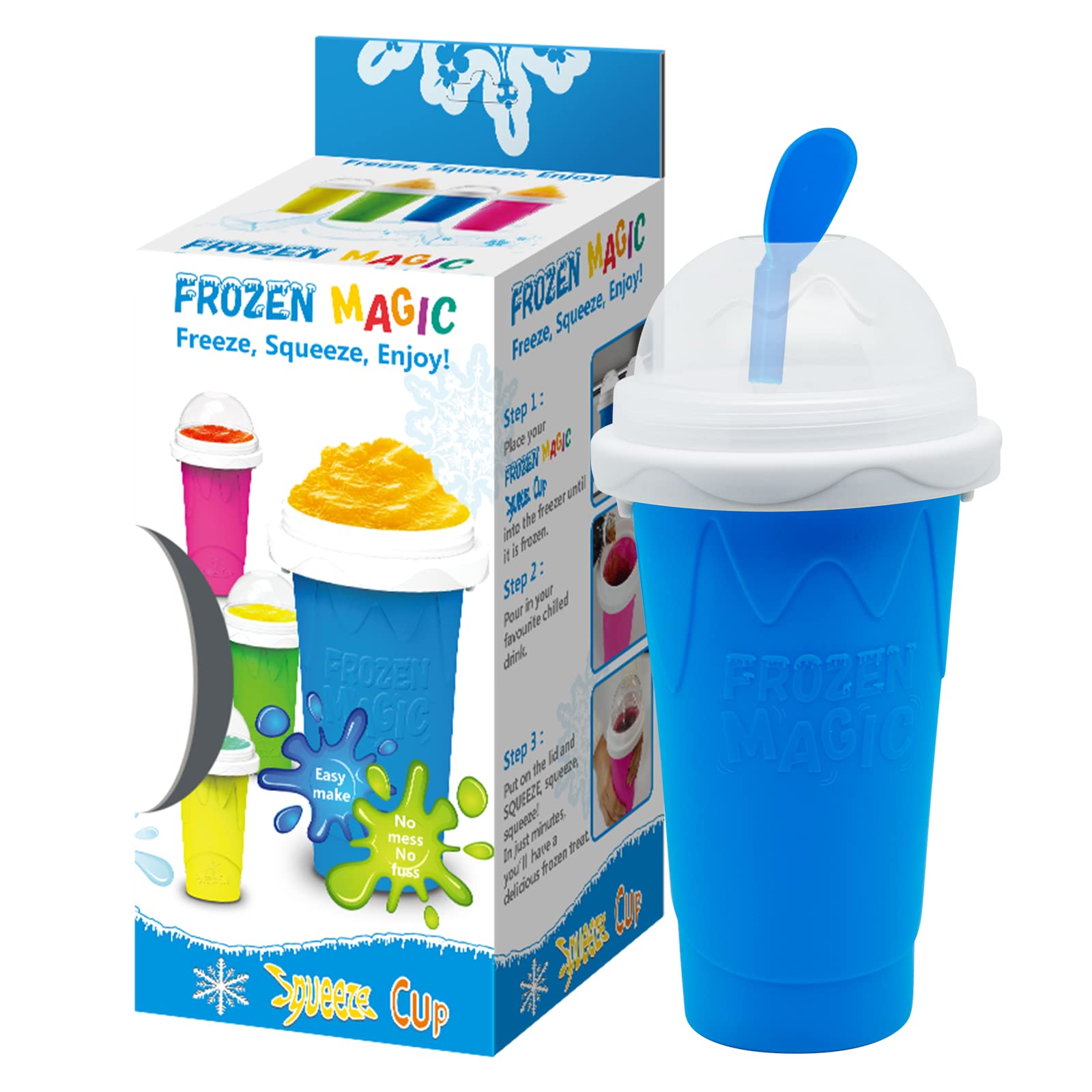 **Magic Quick Freeze Slushy Maker Cup – DIY Slushie, Smoothie, Milk & Juice Freezer Cup with Lid & Straw – Perfect for Kids, Parties, Summer Drinks & Outdoor Fun (Blue)**