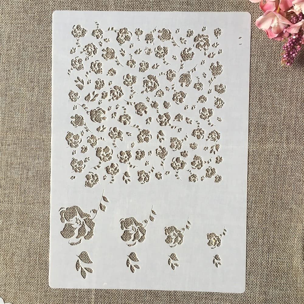 Reusable A4 29cm Rose Flower Stencil for Painting - DIY Scrapbooking, Furniture, Wall & Floor Decor - Perfect for Home Decoration, Craft Projects and Wedding Invitations