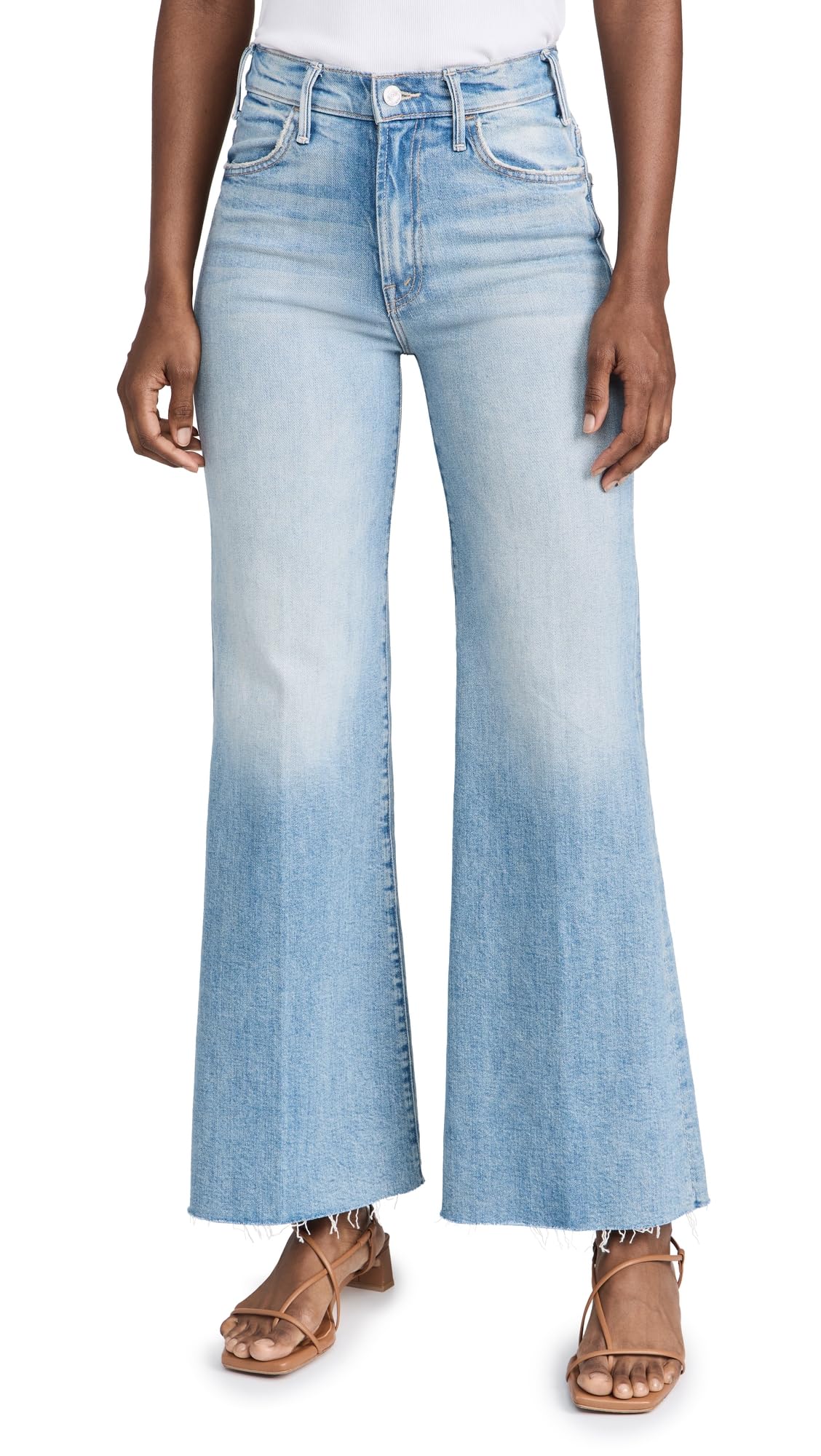 MOTHER Women's The Hustler Roller Fray Jeans - High Waist Distressed Denim Pants for Casual Outfits & Street Style Fashion