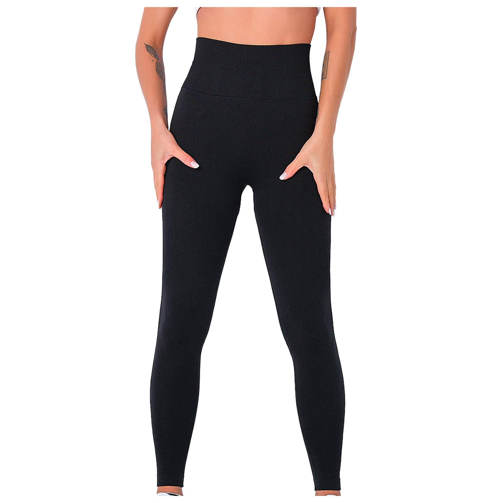 Women's High Waisted Yoga Leggings with Pockets - Seamless Workout Tights for Gym & Running