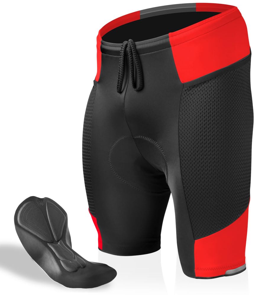 Men's Gel Touring Padded Bike Shorts with Innovative Mesh Pockets - Breathable Cycling Shorts for Road & Mountain Biking - Made in USA - Perfect for Long Distance Rides & Commuting
