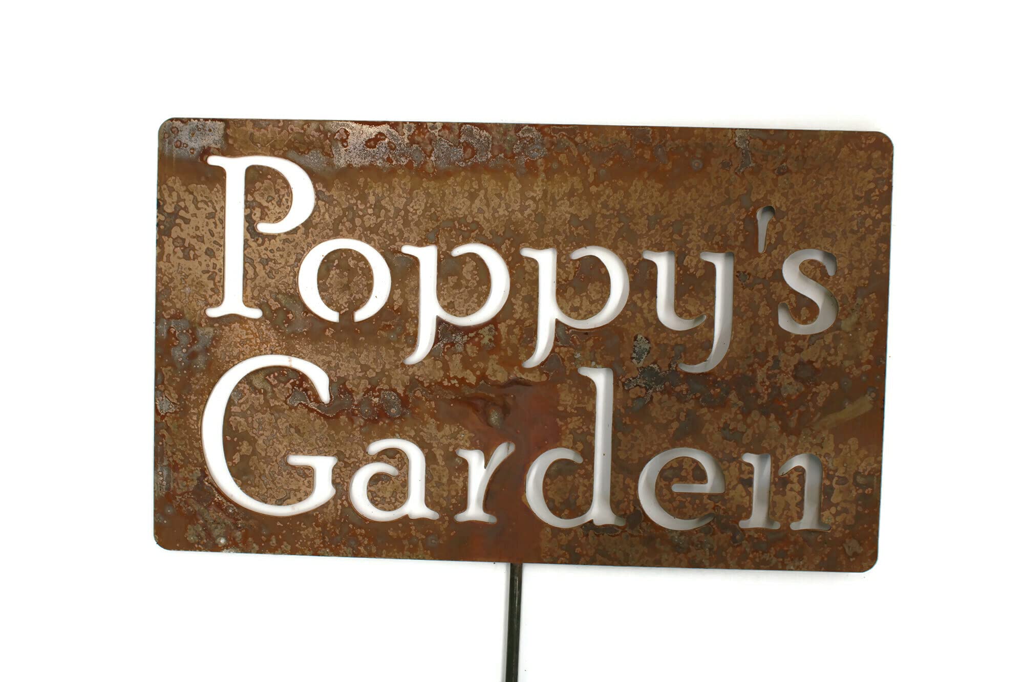 Personalized Family Name Garden Stake - 20 to 33 Inches Tall (Poppy's Garden Design, Large 28