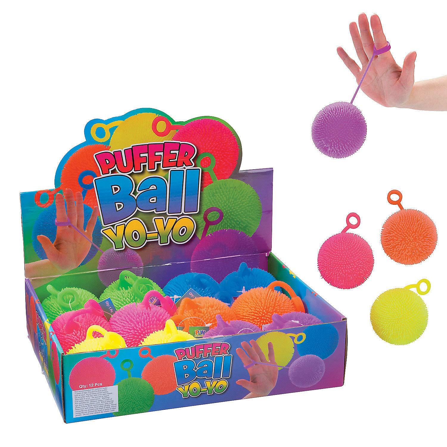 12 Pack Porcupine Balls - Bulk Puffer Yo-Yo Toys for Kids Party Favors & Classroom Rewards - Includes Display Box - Fun Stress Relief & Sensory Play Toys