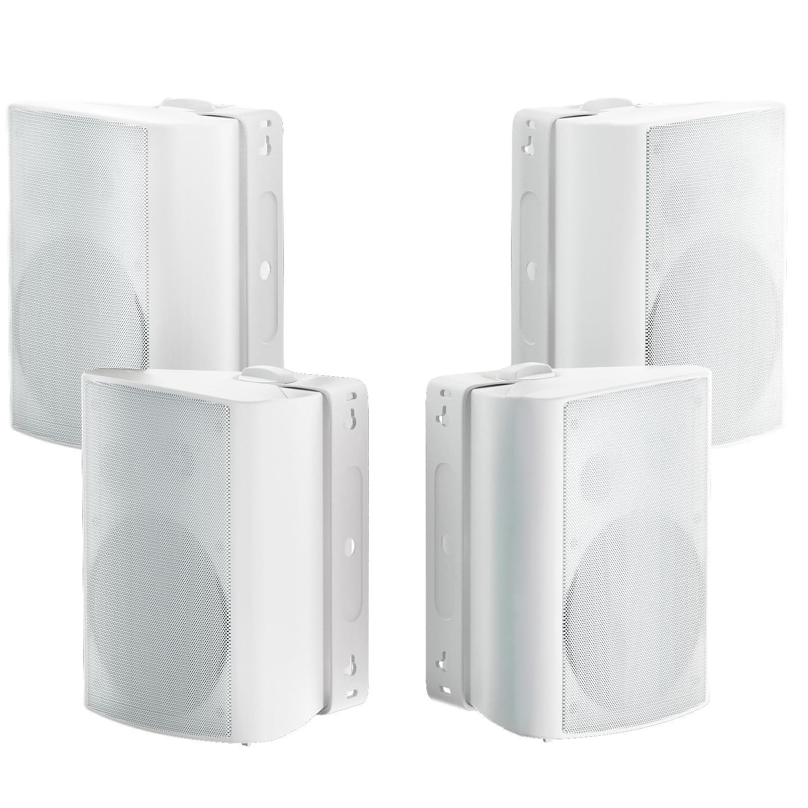 Herdio 800W 6.5 Inch Outdoor Bluetooth Waterproof Speakers with Amplifier - Wall Mounted Sound System for Patio, Garden, Pool Party - Enhanced Bass, Durable & Swivel Brackets (2 Pairs, White) - Perfect for Backyard BBQs, Outdoor Movies & Home Entertainment