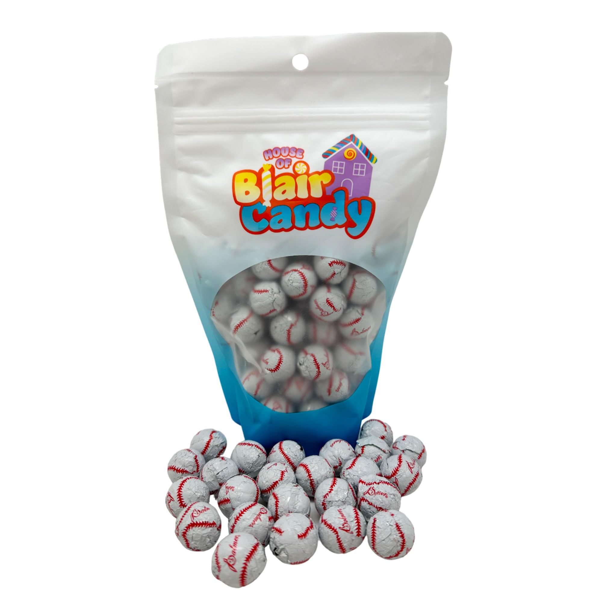 Premium Chocolate Baseballs - 1 LB Resealable Bulk Candy Bag (Approx. 80 Pieces) - Individually Foil Wrapped Mini Chocolate Balls - Sports Themed Party Favors, Game Day Snacks & Birthday Treats