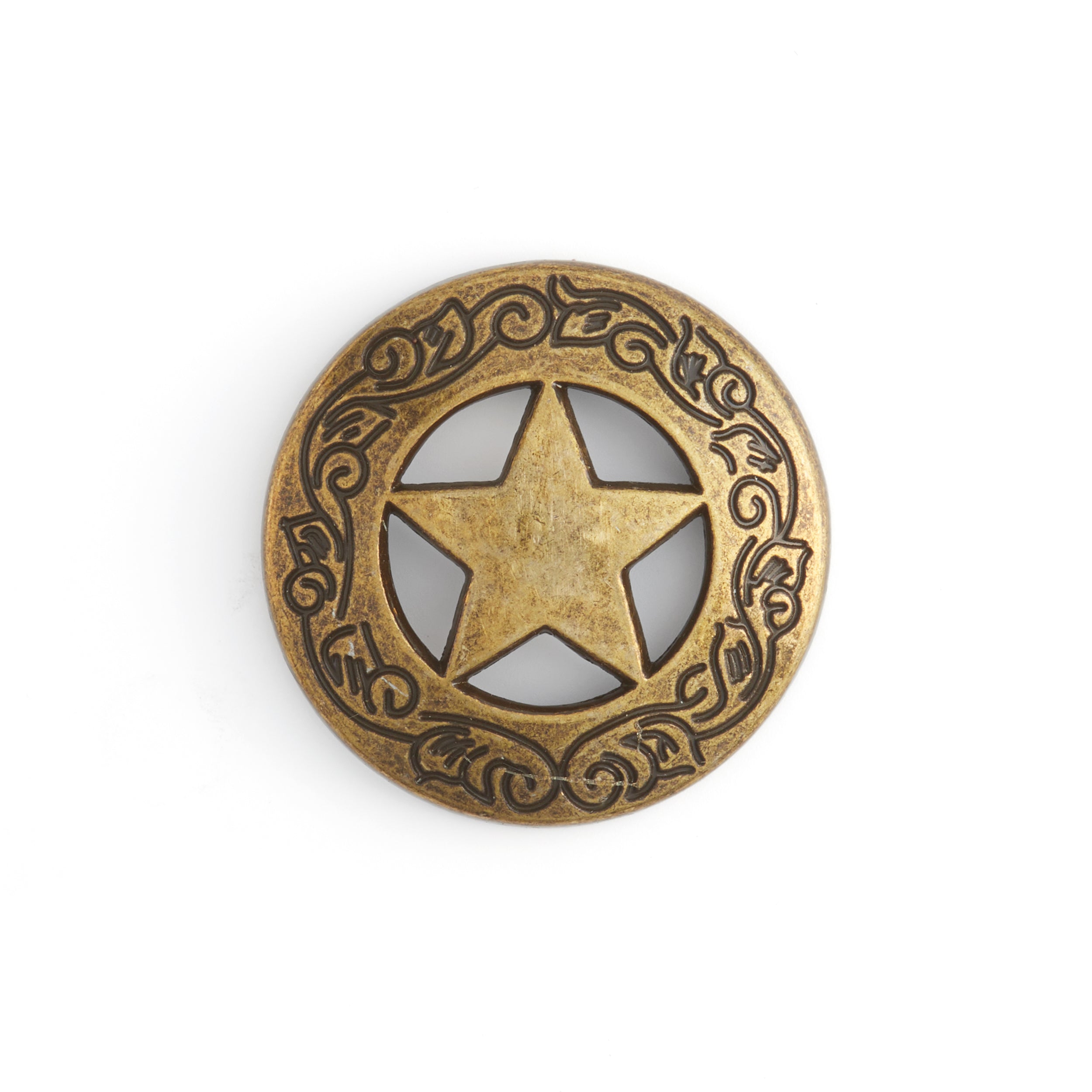 Gold Star Badge Concho - Western Style Belt Buckle for Cowboy Boots & Leather Accessories | Perfect for Rodeo, Country Music Festivals & Western Fashion