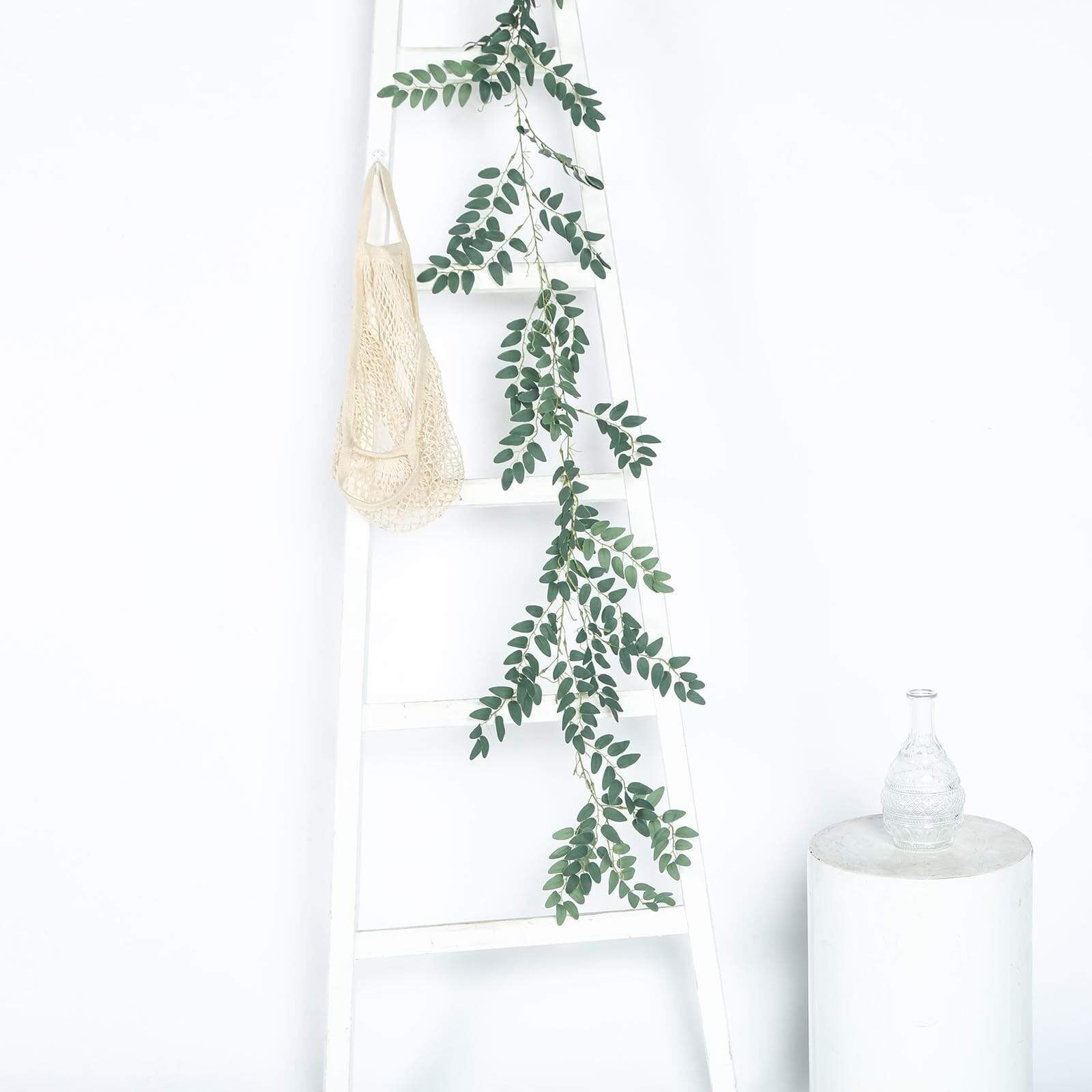2 Pack 12 ft Long Honey Locust Artificial Foliage Garland - Realistic Light Green Leaves for Wedding Decor, Home Decoration & Party Backdrop