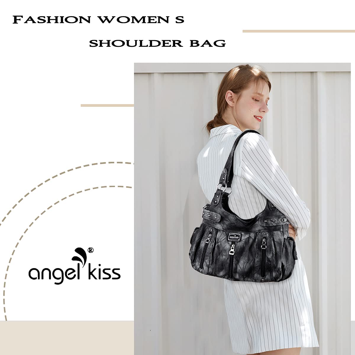Angelkiss Women's Large Faux Leather Crossbody Hobo Bag - Stylish Shoulder Purse & Satchel Tote for Work, Travel & Everyday Use