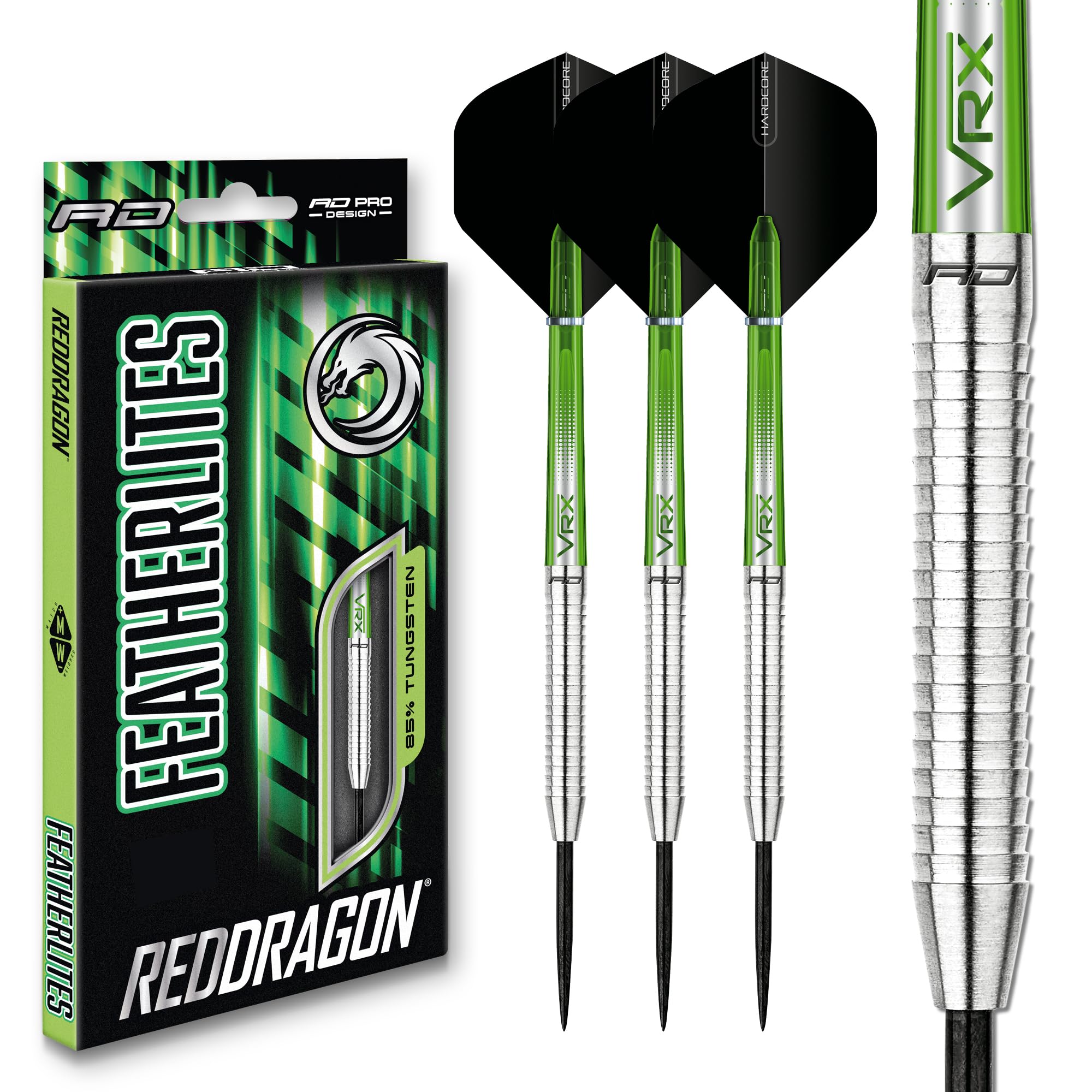 Red Dragon Featherlite 2 Tungsten Steel Darts Set - 17g, 80% Tungsten with Flights, Shafts & Wallet - Professional Darts for Home, Bar & Tournament Play