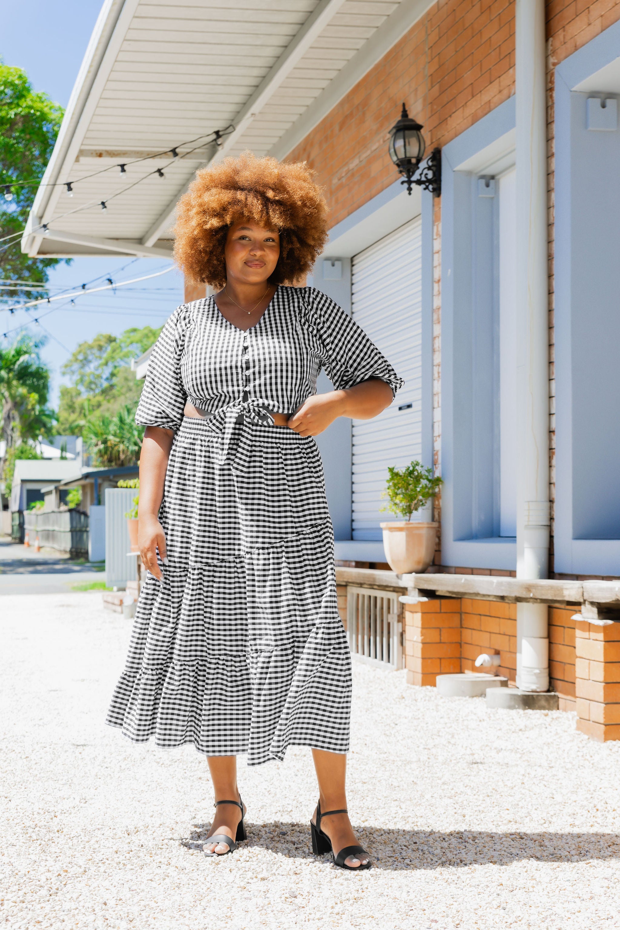 Penelope Top - Black & White Gingham Checkered Blouse for Women | Casual Summer Tops for Outing, Dating & Office Wear