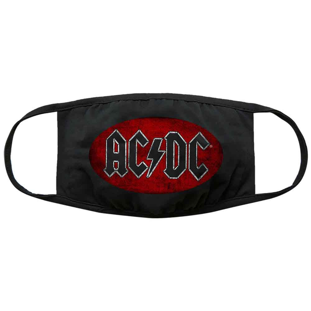 Vintage AC/DC Band Logo Face Masks - Reusable Cotton Face Cover with Oval Design for Concerts, Travel & Everyday Protection