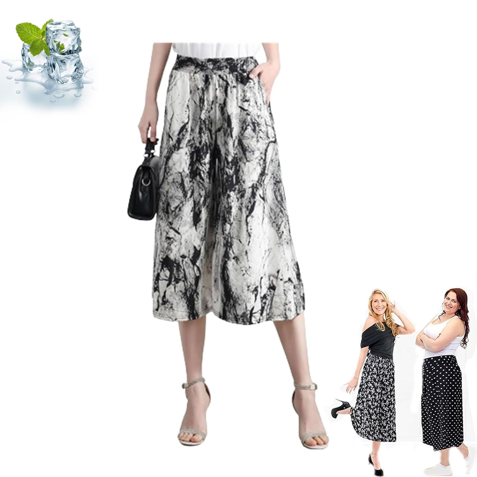 Tyracharm Women's High Waist Wide Leg Culottes - Summer Pleated Chiffon Pants for Casual & Office Wear | Versatile Comfortable Flowy Palazzo Pants for Work, Travel & Date Nights