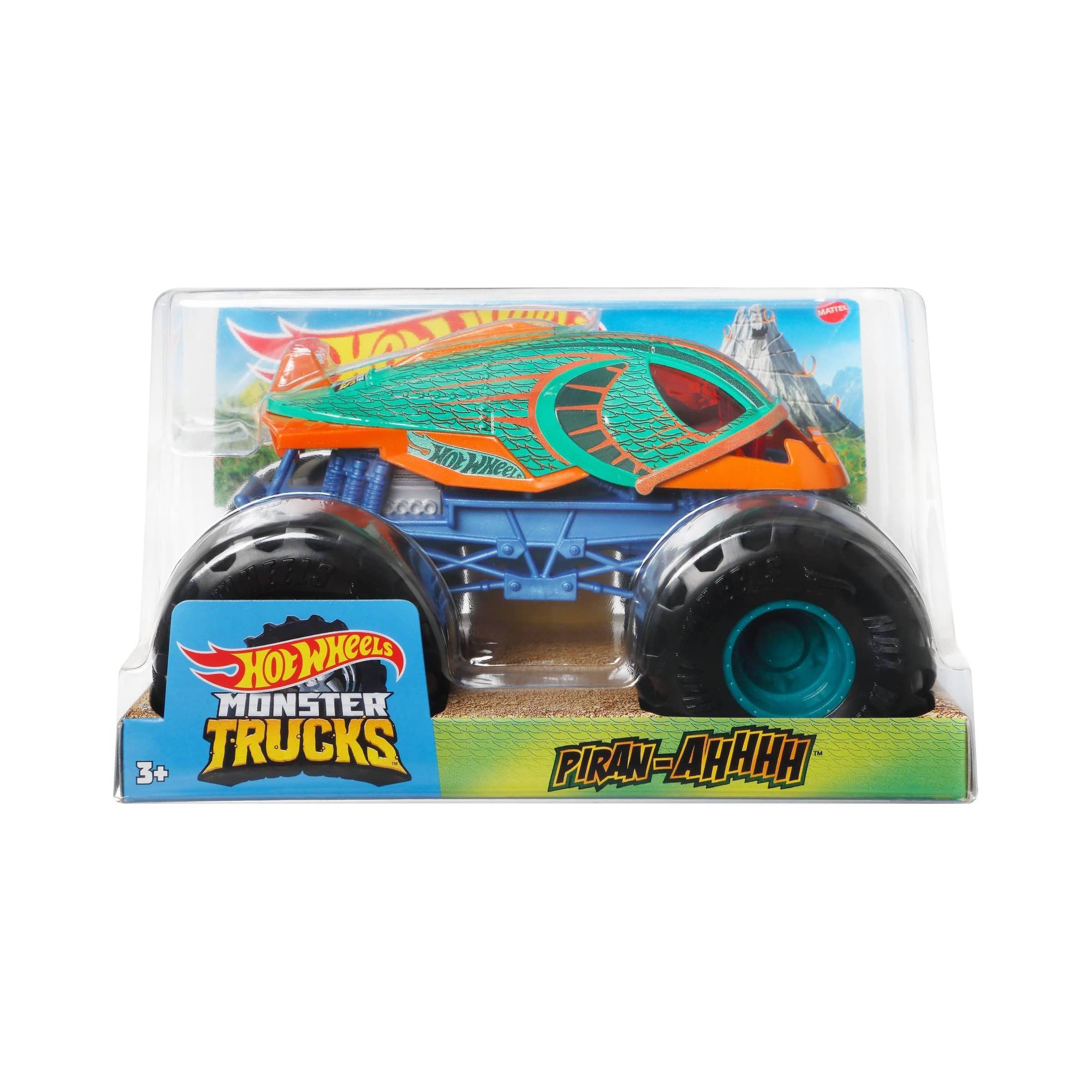 Hot Wheels Monster Trucks 1:24 Scale Piran-Ahhh Vehicle - Die-Cast Toy Car for Kids & Collectors - Perfect for Playtime, Racing & Display