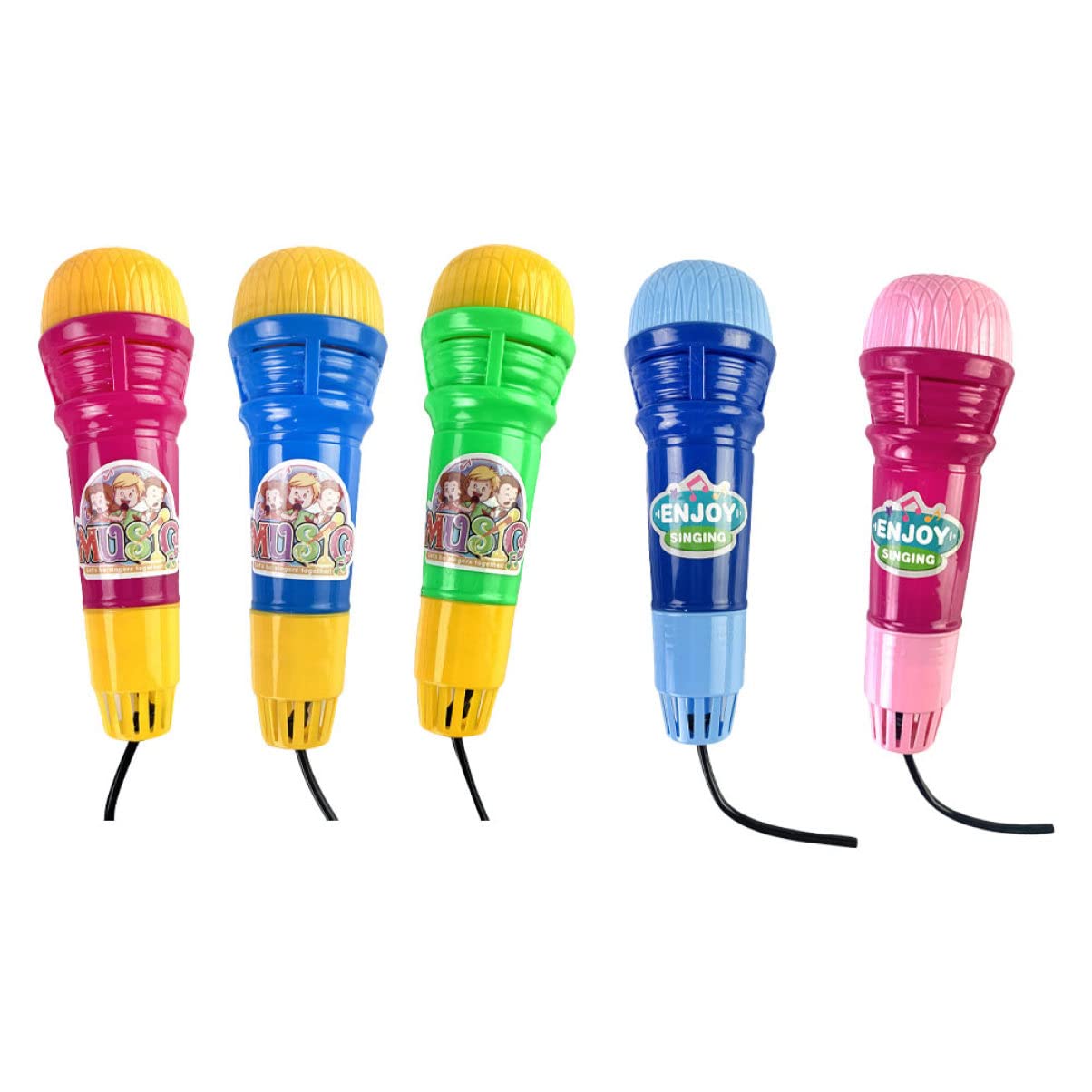 Toyvian 5-Pack Kids Voice Changer Microphone Set - Fun Echo Microphone Toys for Children, Interactive Brain Toy & Singing Microphone for Toddlers | Perfect for Birthday Gifts, Karaoke Parties & Pretend Play