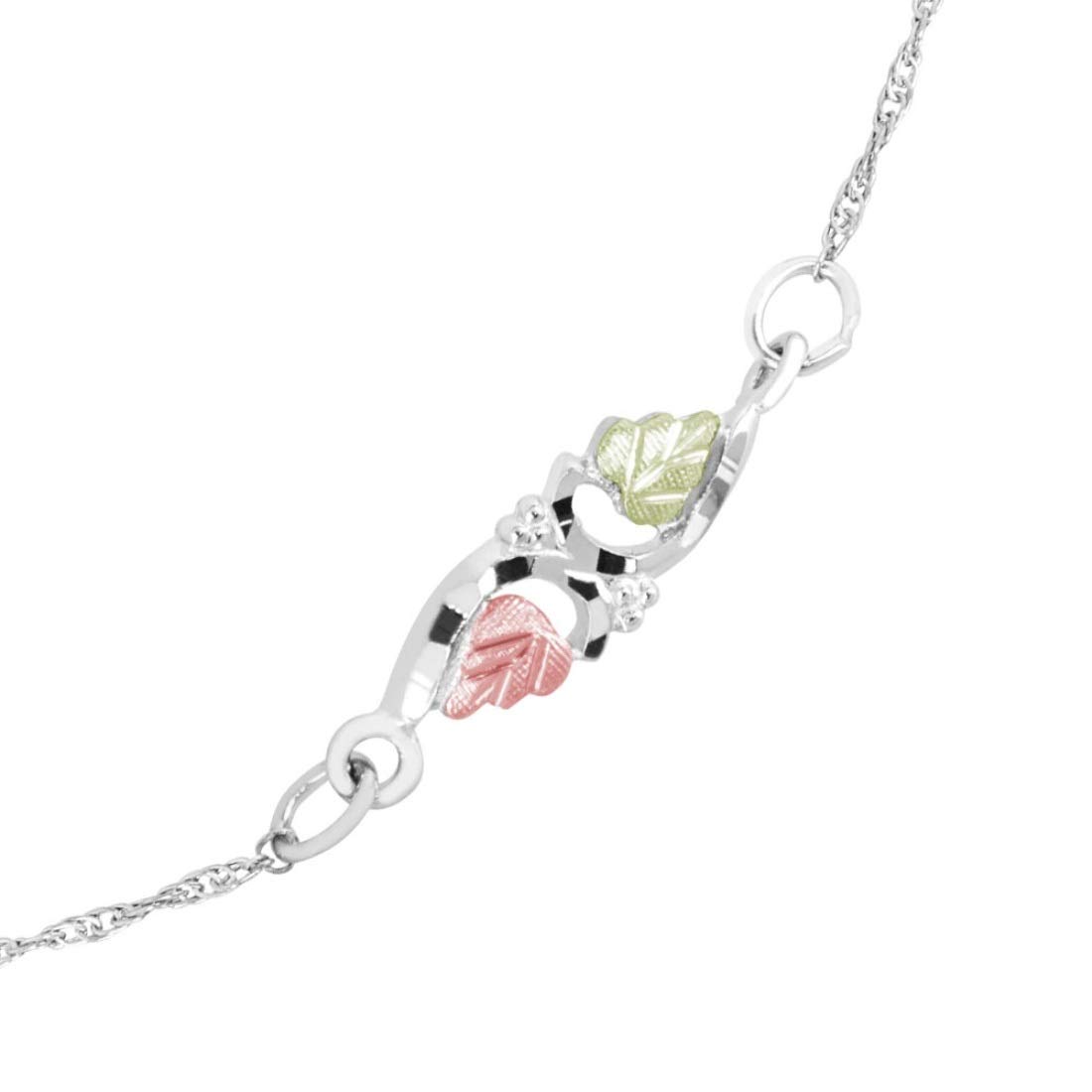 12k Rose & Green Gold Sterling Silver Black Hills Leaf Ankle Bracelet - Elegant Jewelry for Women, Perfect for Weddings, Parties & Everyday Wear