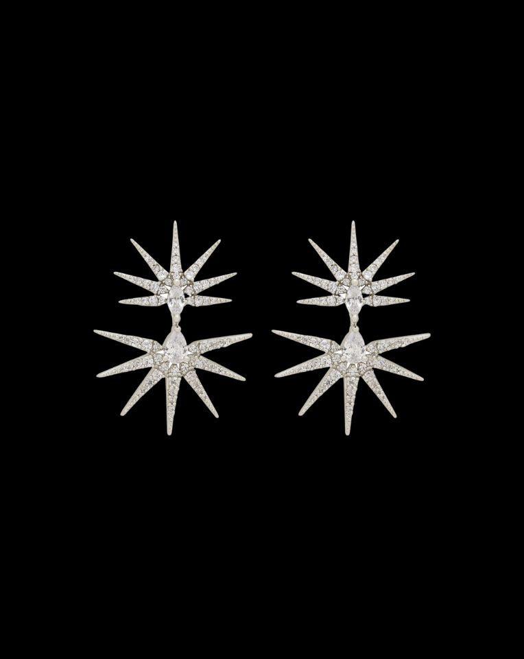 Elegant Wedding Earrings - Cosmic Art Deco Star Design Inspired by Orion | Stephanie Browne Jewelry for Brides & Special Occasions