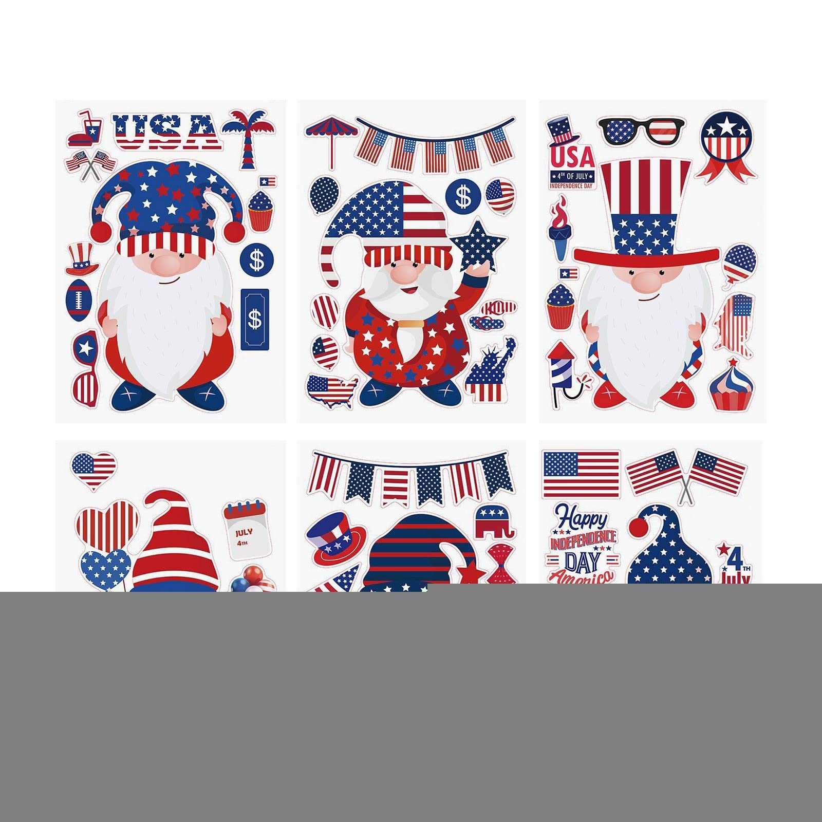 12pcs Patriotic Independence Day Stickers - DIY Waterproof Decorative Decals for Laptop, Faceless Doll, Crafts | Perfect for Home Decor, Scrapbooking & Party Supplies (Red, One Size)