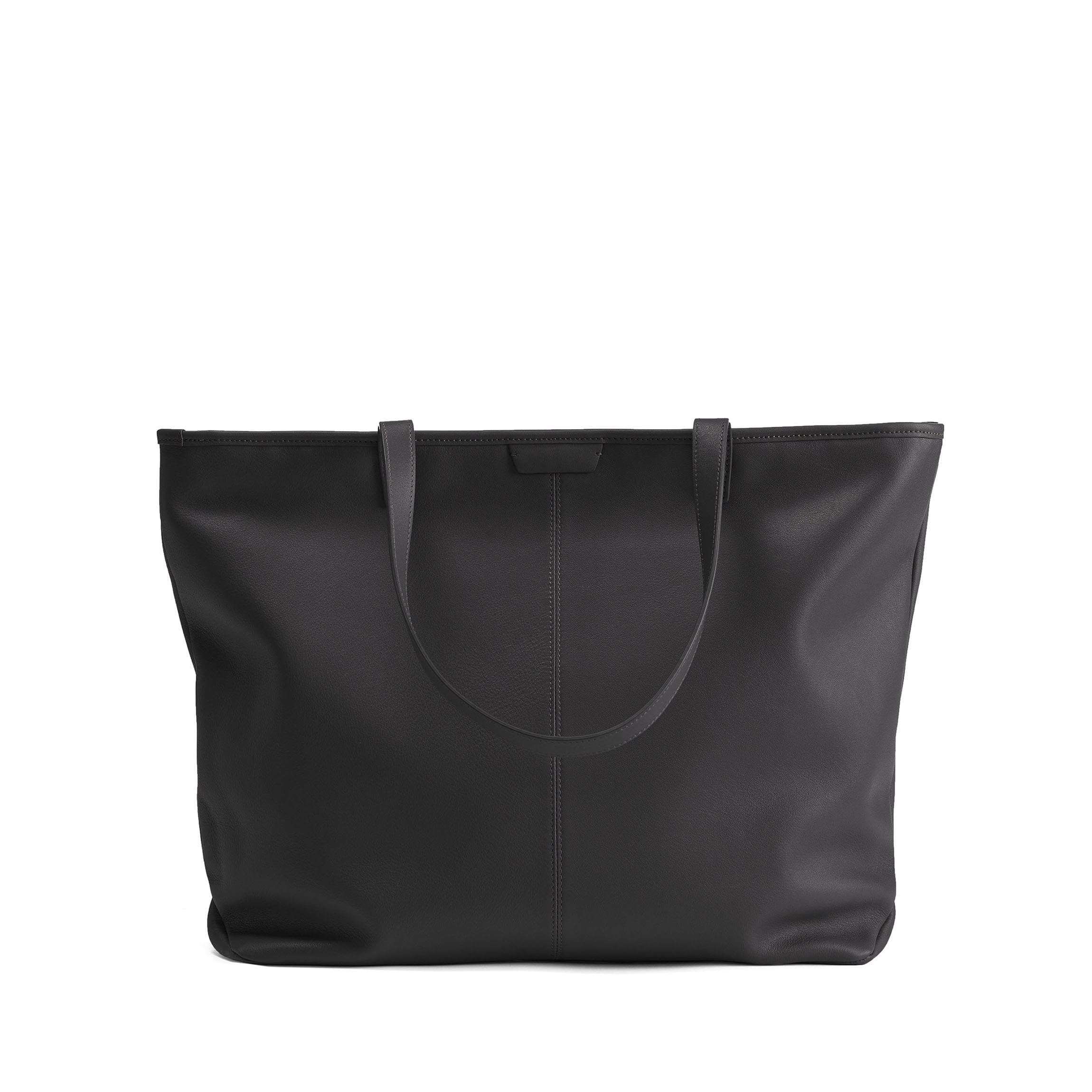 Premium Genuine Leather Black Onyx Large Zippered Tote Bag for Women - Stylish Work Tote, Travel Carryall & Everyday Handbag for Business, Commuting & Shopping