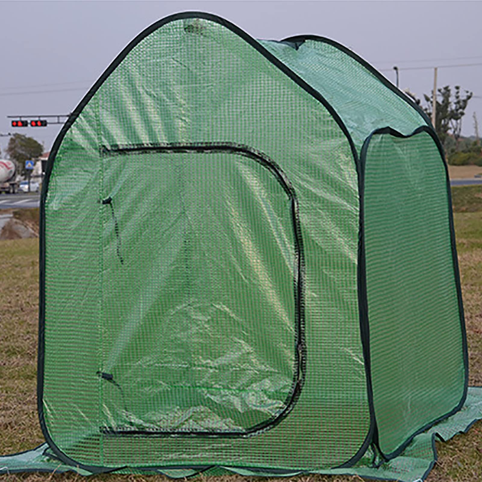 QLLL Outdoor Portable Pop-up Greenhouse with PE Cover - Large Zipper Doors, Waterproof & UV Resistant Folding Plant House for Gardening, Vegetables & Flowers | Perfect for Backyard, Patio & Balcony Plant Protection