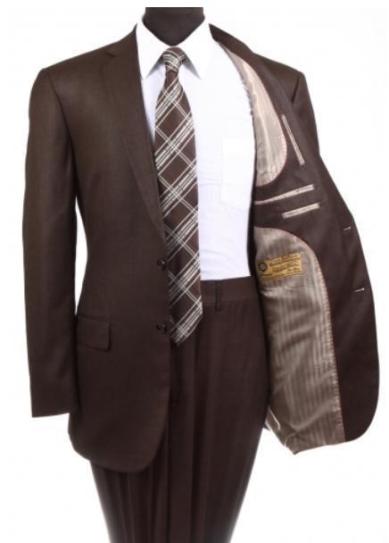 Men's 2-Piece Wool Suit Regular Fit Brown | Business & Formal Attire for Office, Weddings & Special Occasions