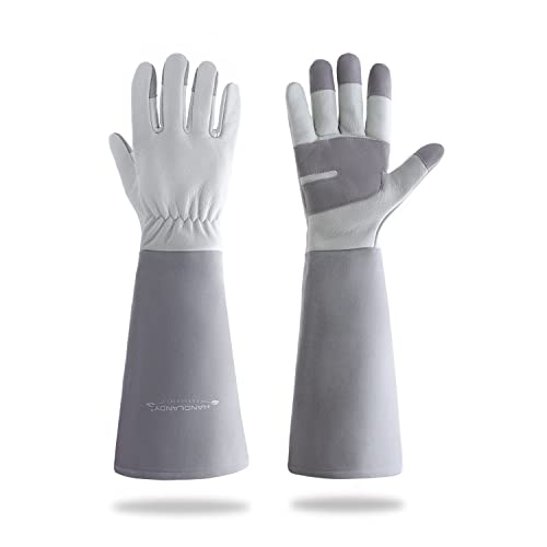 Premium Pigskin Leather Gardening Gloves for Men & Women - Thorn Proof Rose Pruning Gloves, Durable Yard Work Gloves for Gardening, Landscaping & Outdoor Chores (Medium, Grey) - Ideal for Rose Care, Hedge Trimming & Heavy Duty Garden Tasks