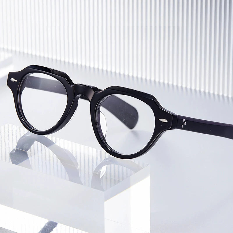 Black Acetate Eyeglasses for Women - Full Rim Flat Top Oval Round Frame (Model 13923) | Perfect for Reading, Work, and Everyday Fashion