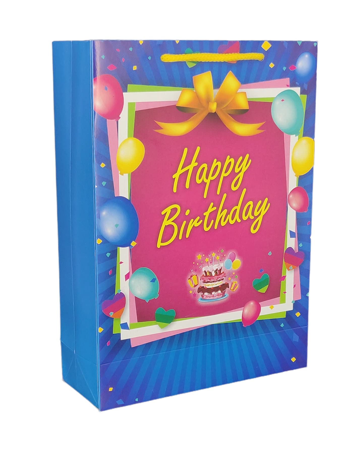 Happy Birthday Paper Gift Bags - 80 Pack Small Present Bags for Party Favors, Return Gifts (Blue & Pink, 8x3x11 Inches) - Perfect for Birthdays, Baby Showers & Celebrations