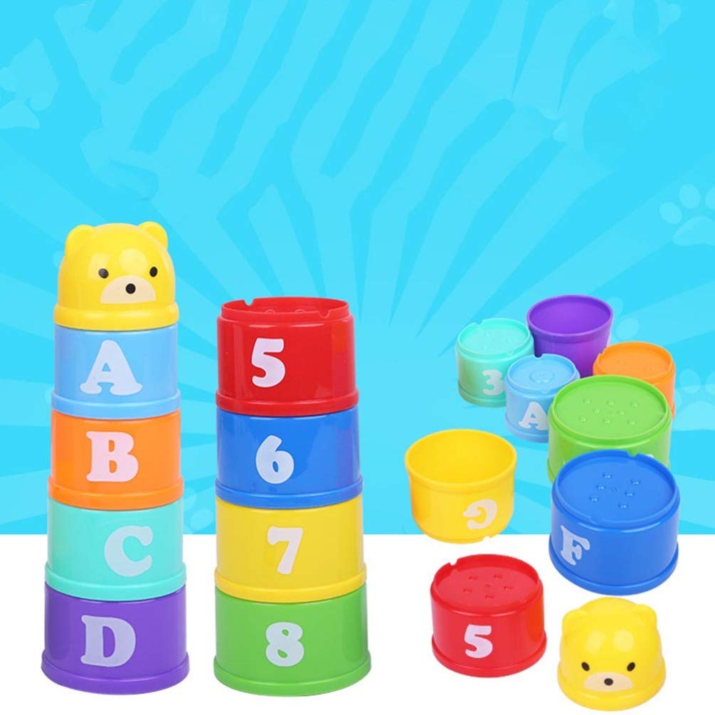 POPETPOP 9pcs Bird Stacking Cup Toys - Interactive Parrot Training & Chewing Toys for Parakeets, Cockatiels | Educational Cage Enrichment for Mental Stimulation & Playtime Fun