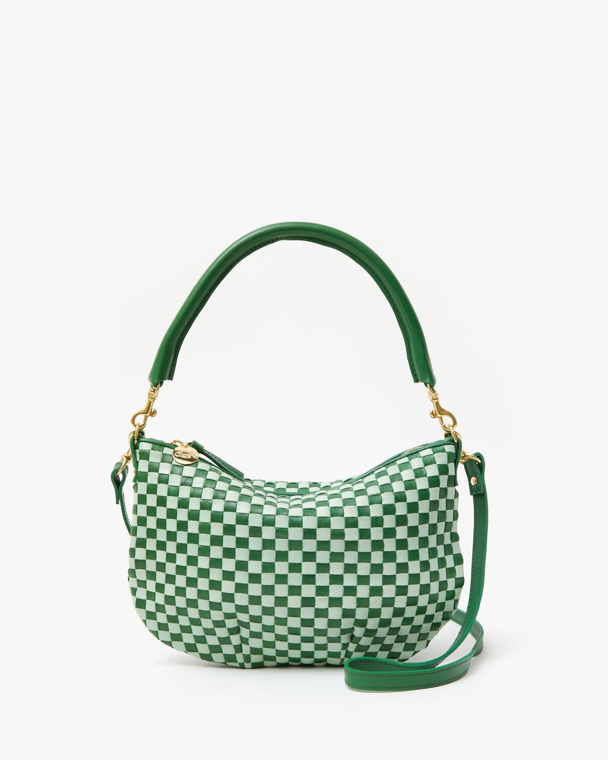 Petit Moyen Messenger Bag in Fern Mist Woven Checker Pattern - Stylish Crossbody Purse for Women, Perfect for Work, Travel & Everyday Use