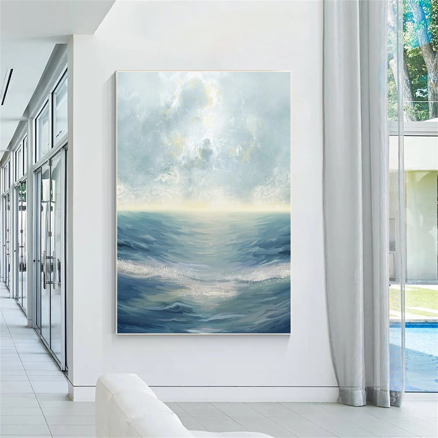Ocean And Sky Painting #OS 207 - Stunning Seascape Wall Art for Home & Office Decor | Perfect for Living Room, Bedroom or Coastal Themed Spaces