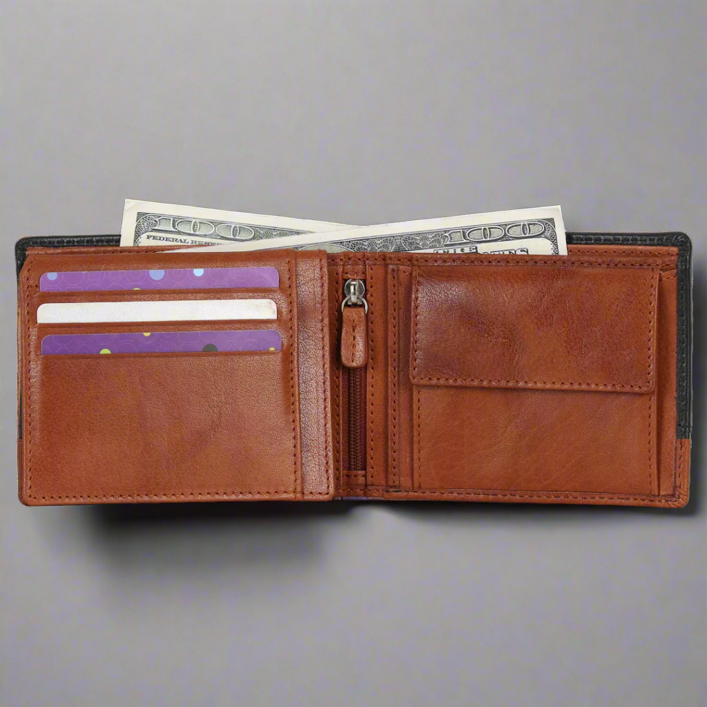 BOL Bi-Fold Wallet for Men - Genuine Leather RFID Blocking - Slim Minimalist Design - Black & Brown - Perfect for Everyday Carry & Travel
