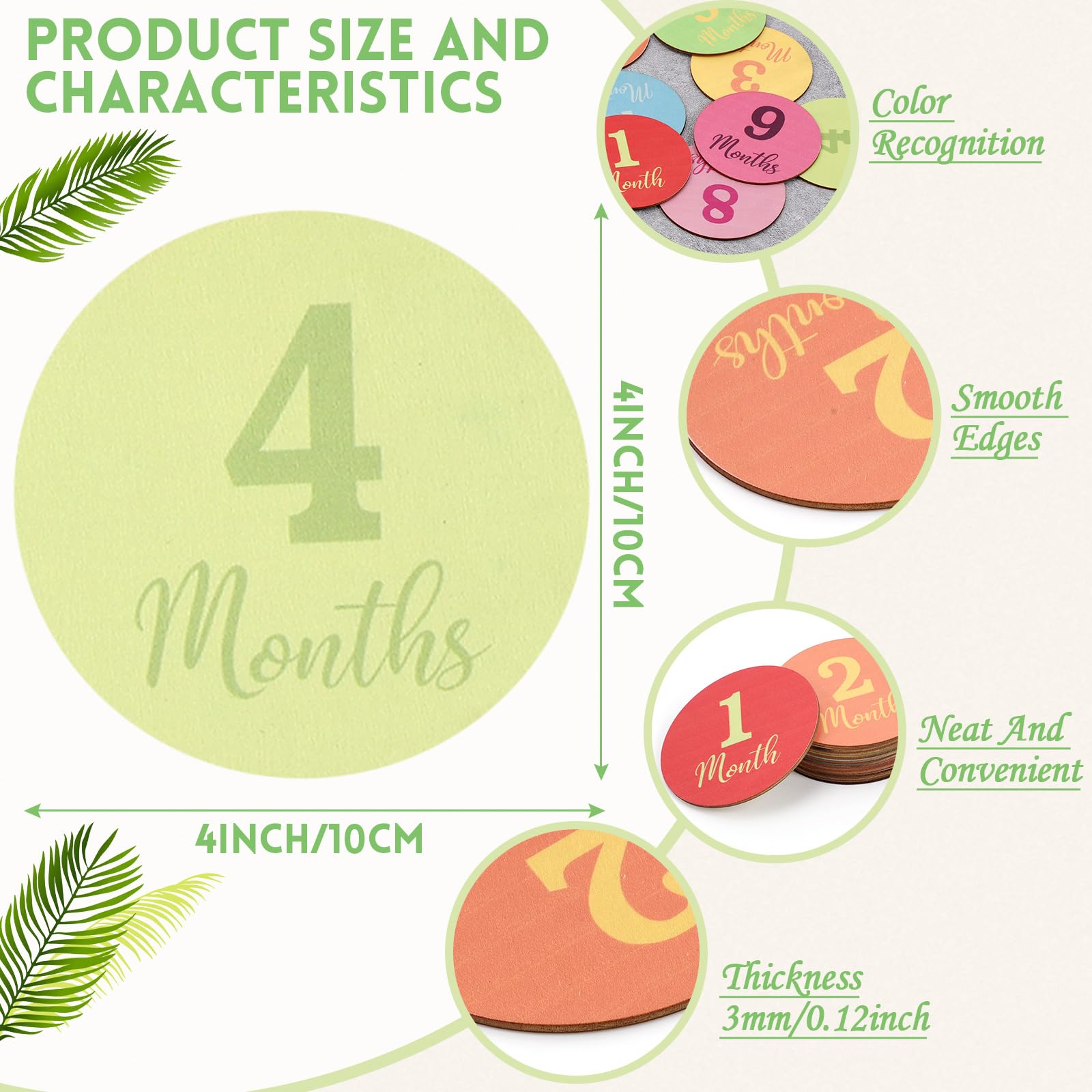 13-Pack Wooden Baby Milestone Cards with Printed Digits - Monthly Milestone Discs for Baby Boys & Girls - Perfect for Photography Props, Baby Announcements & First Year Keepsakes