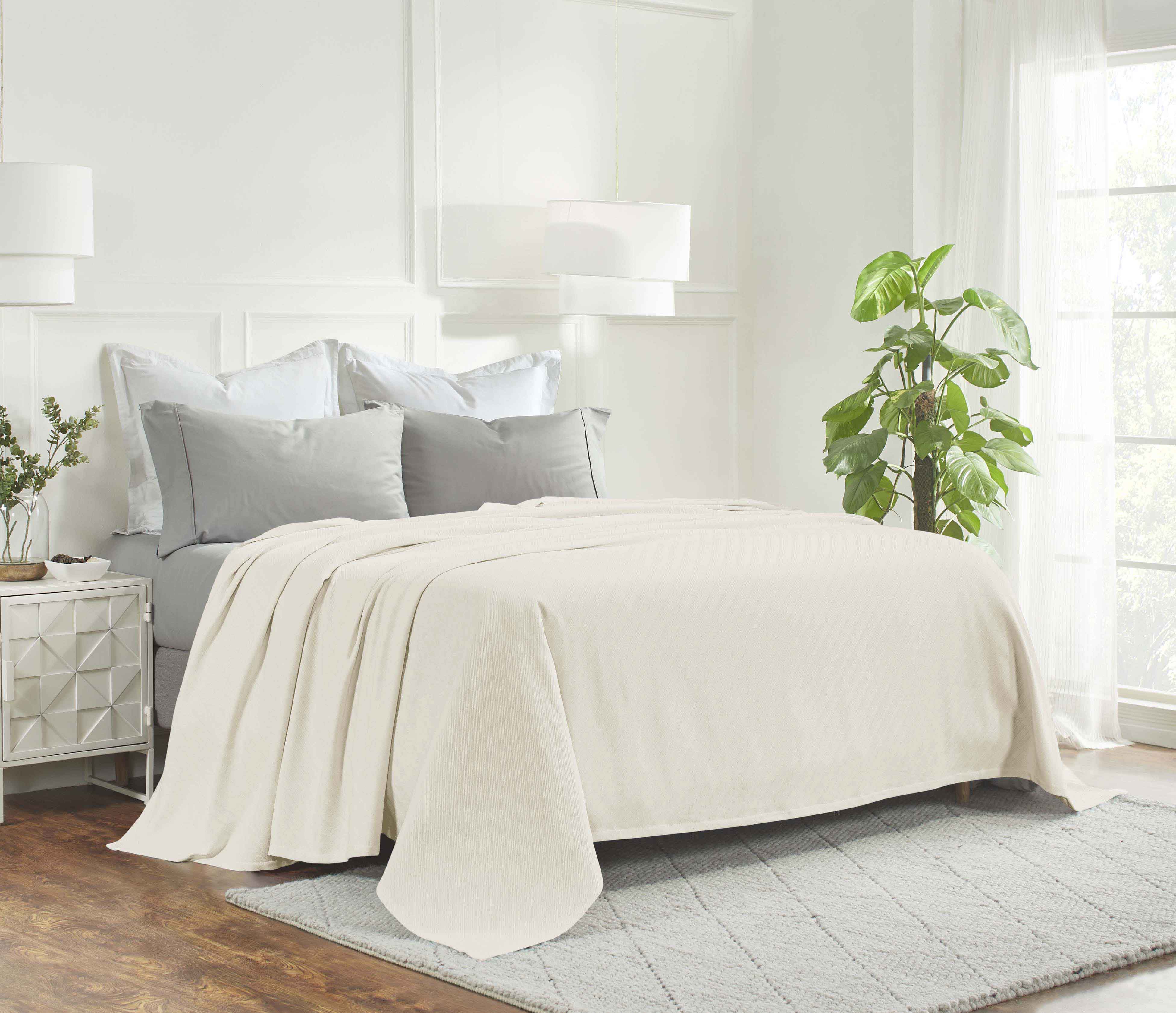 Premium Milan Cotton Textured Striped Lightweight Woven Blanket - Soft & Breathable Throw for Sofa, Bed, Picnic & Outdoor Use