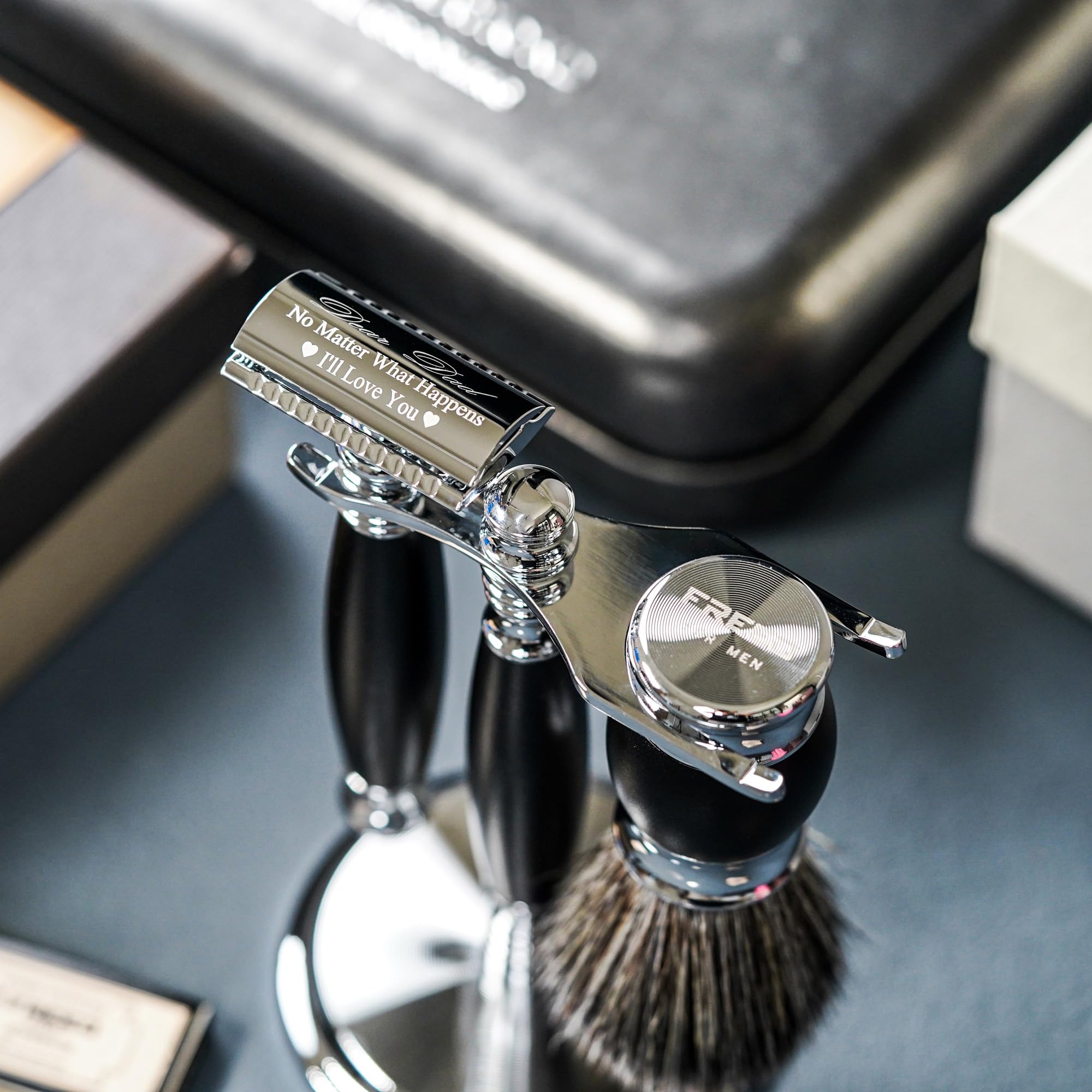 Premium Custom Engraved Men's Safety Razor Set - Aluminum Alloy Handle with 120 Japanese Stainless Steel Blades - Luxury Shaving Kit for Men, Father's Day & Birthday Gifts - Perfect for Wet Shaving, Travel & Grooming Rituals