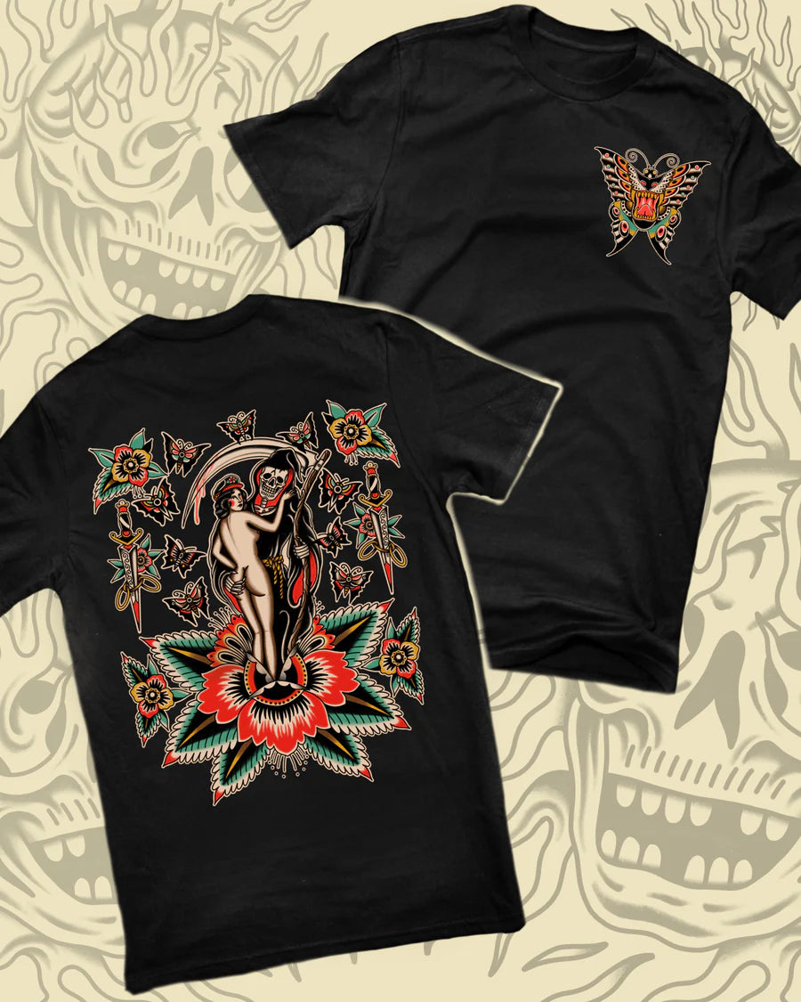 Take To The Grave Love Death Graphic T-Shirt - Black Cotton Tee for Men & Women | Perfect for Goth Fashion, Halloween Costumes & Alternative Style