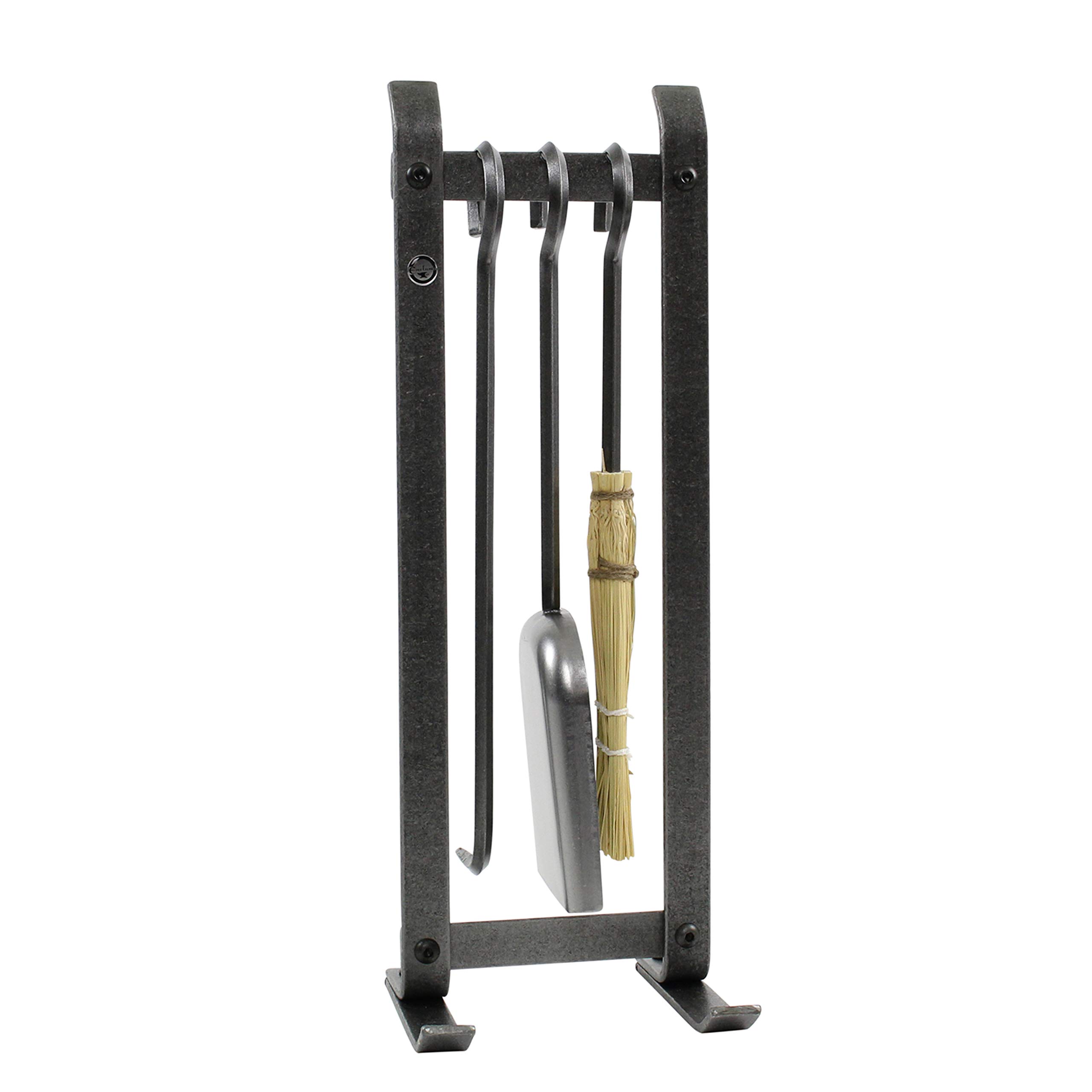 Handcrafted Enclume Country Home Fireplace Tool Set - Hammered Steel Fireplace Accessories for Rustic & Cozy Living Rooms