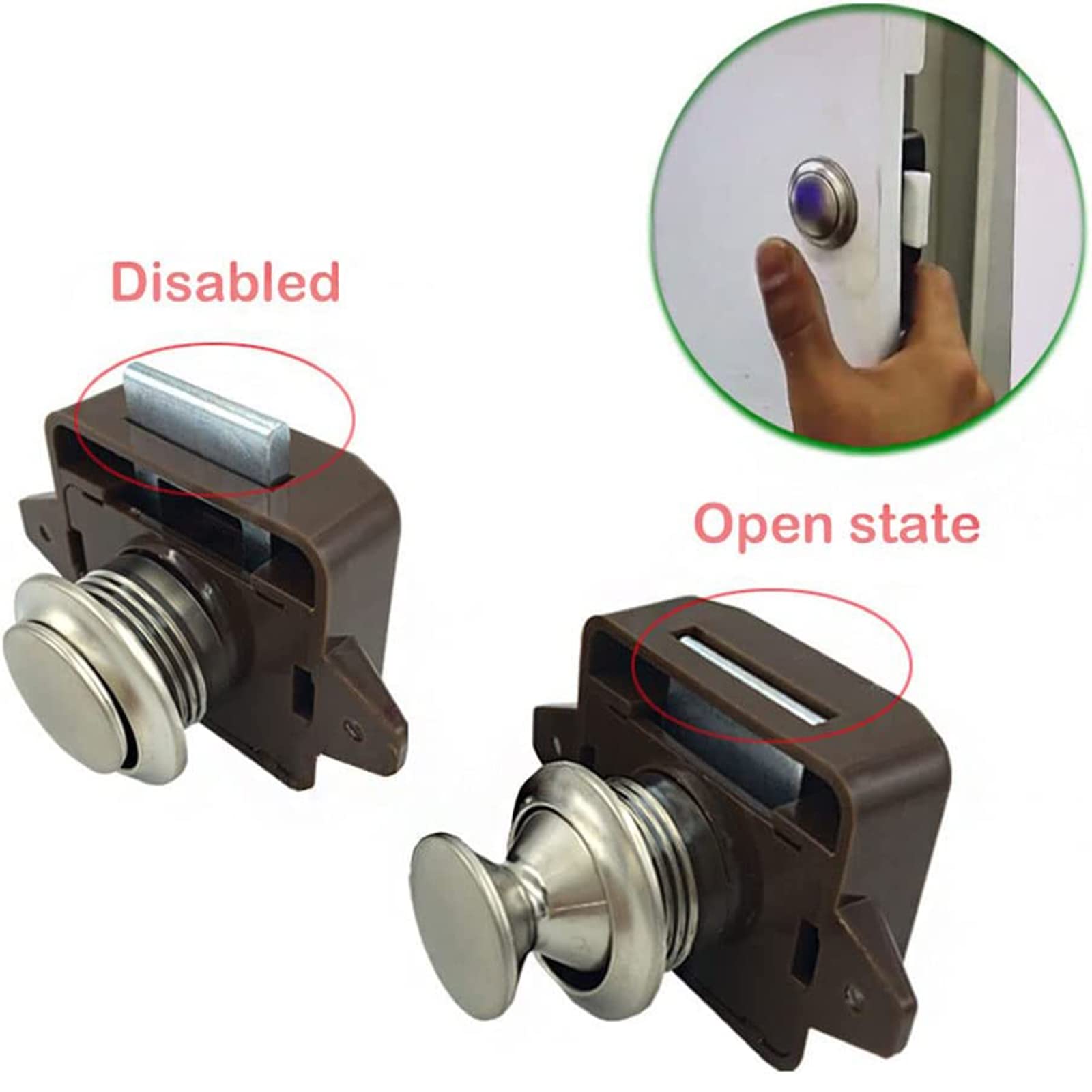 6Pcs Push Button Cabinet Latches - Heavy Duty Drawer Catches for Cabinets, Doors & Drawers - Perfect for Ship, Yacht, RV, Camper, Caravan & Home Organization