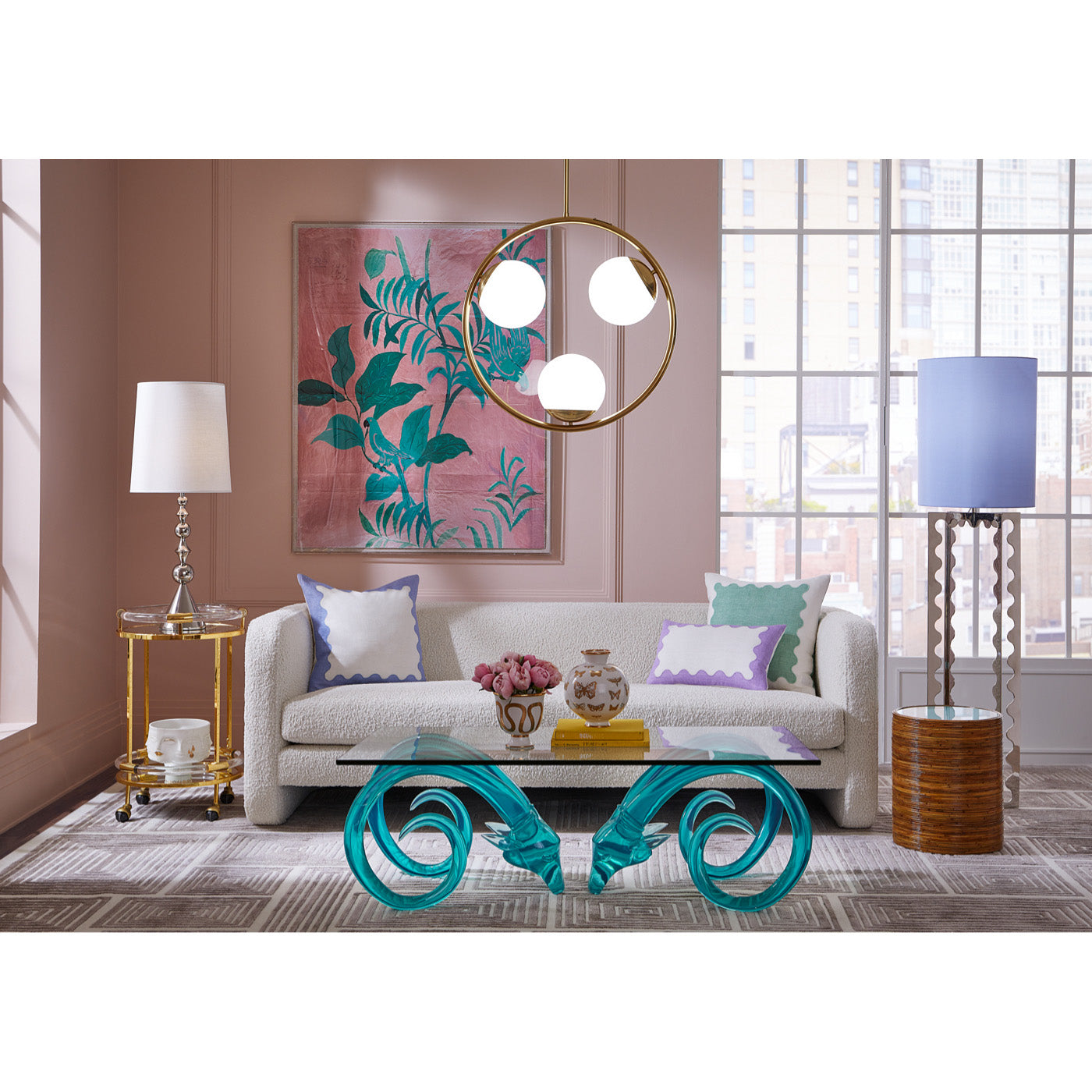 Jacques Round Bar Cart - Modern Rolling Drink Cart with Wheels for Home Bar, Living Room, or Outdoor Entertaining | Stylish & Functional Beverage Serving Cart