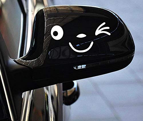 SUIFENG 2Pcs Reflective Car Stickers - Creative Smiling Face Decals for Rearview Mirror, Funny & Lovely Auto Accessories | Perfect for Car Enthusiasts & Gift Giving