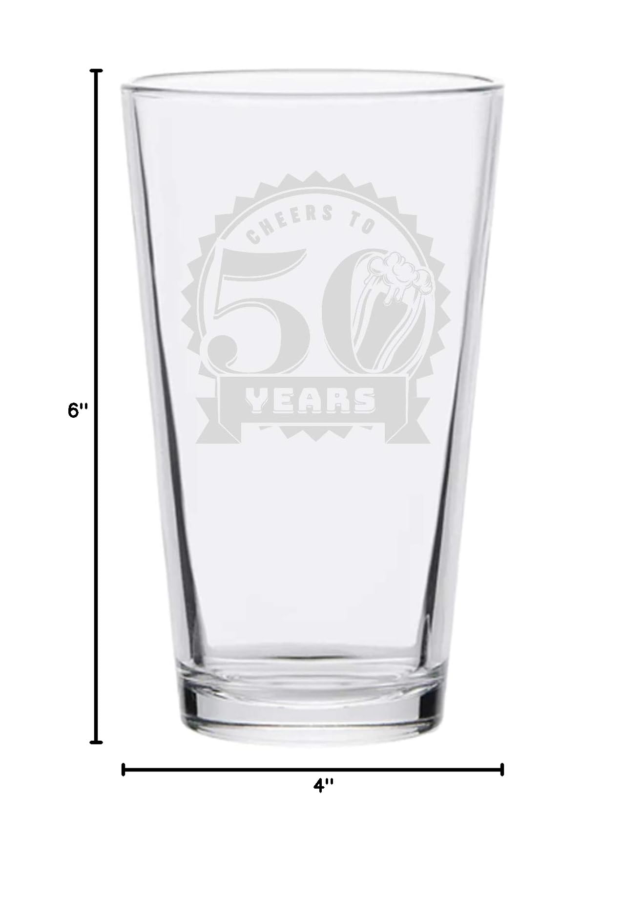 Veracco Cheers To 50 Years Old Anniversary Soda Beer Pint Glass - 16oz Barware for 50th Birthday Gifts, Retirement Parties & Milestone Celebrations