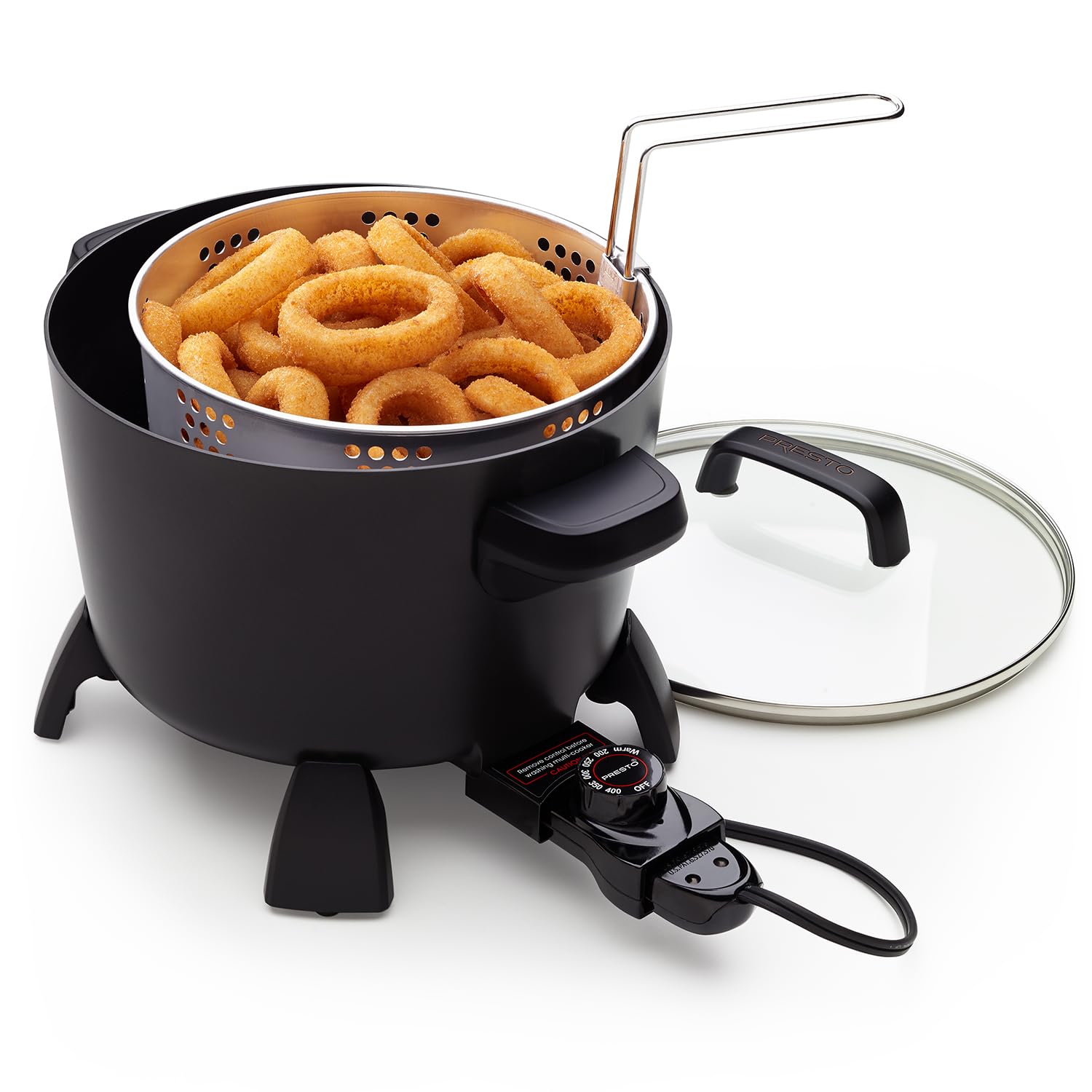 Presto 8-Quart Stainless Steel Multi-Cooker - Electric Deep Fryer, Steamer & Stock Pot for Home Kitchen - Perfect for Frying Chicken, Steaming Seafood & Cooking Large Batches of Soup or Pasta