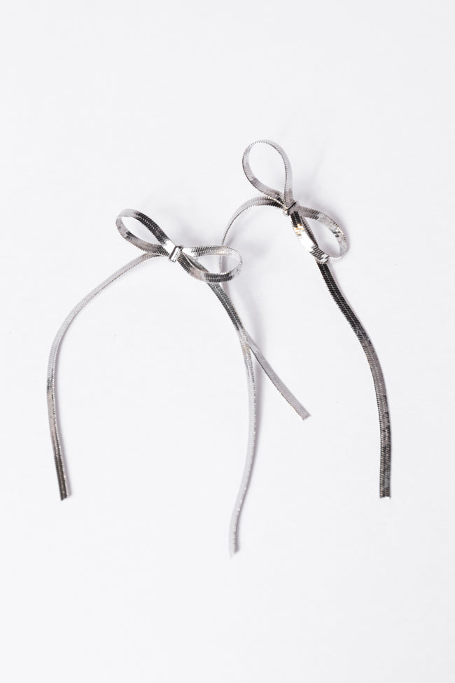 Elegant Snake Chain Silver Bow Earrings for Women - Dainty & Trendy Jewelry Gift for Parties, Weddings & Everyday Wear