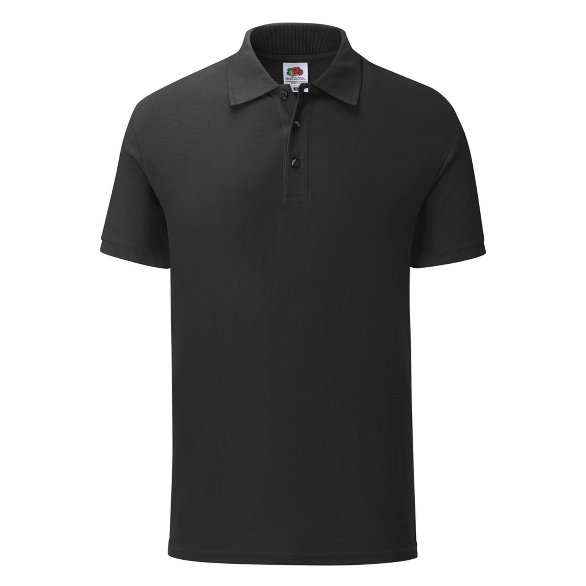 Fruit of the Loom Men's Tailored Poly-Cotton Pique Polo Shirt - 3XL, Black - Comfortable Casual Wear for Office, Golf & Everyday Outfits