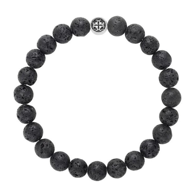 Black Lava Stone Men's Bracelet - Handmade Mala Beads with Mantra - Spiritual Jewelry for Meditation, Yoga & Men's Fashion Accessory